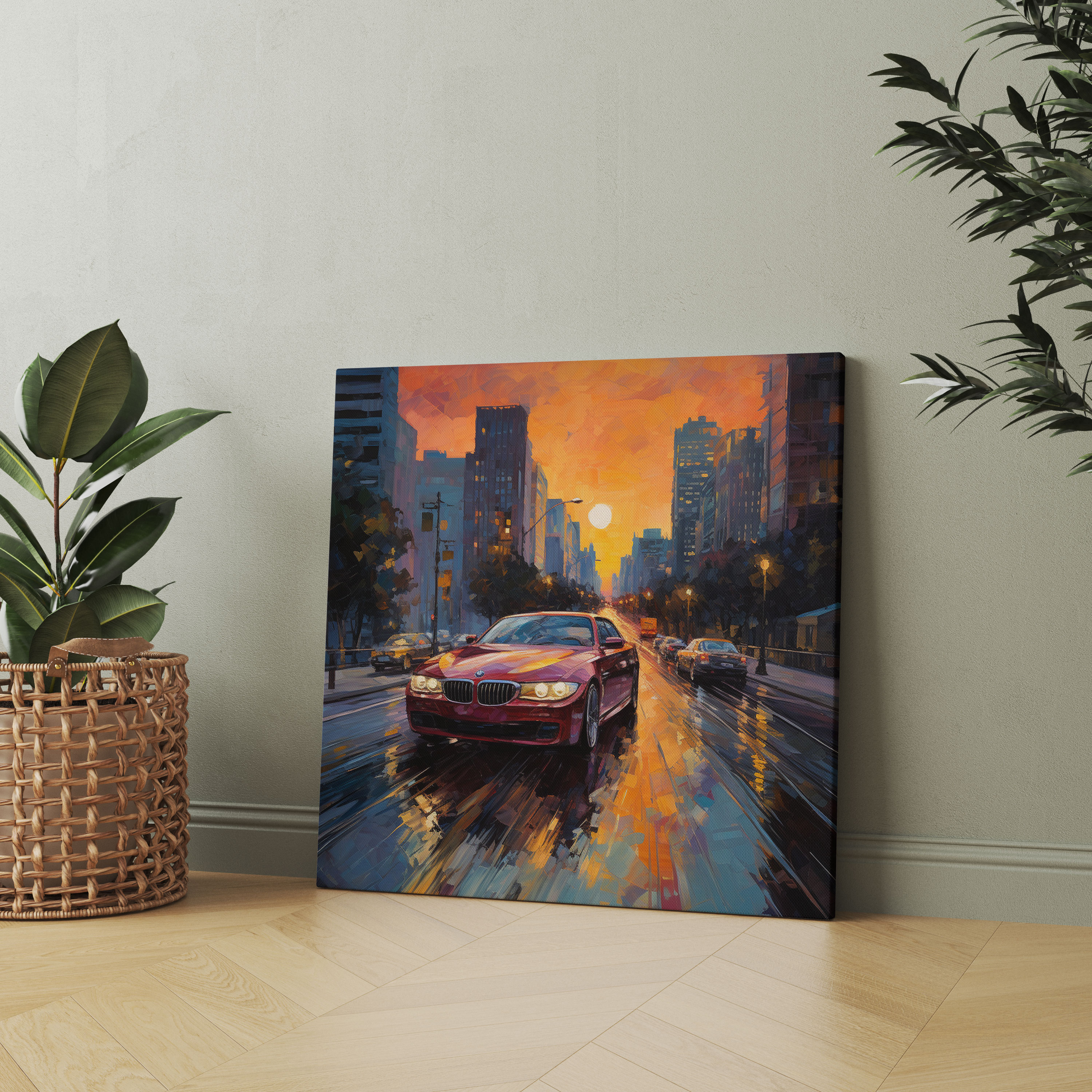 Cityscape Bmw Canvas Print - Bmw, Canvas Wall Art, Cityscape, Canvas