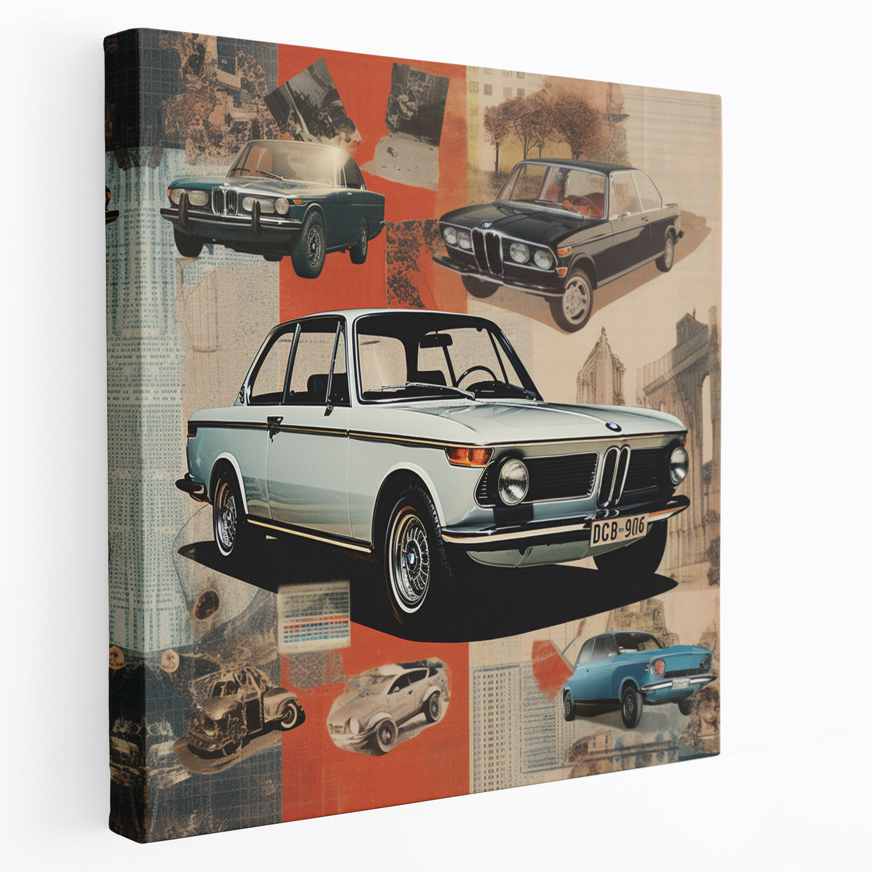Vintage Bmw Advertisements Canvas Print - Bmw, Collage, Advertisements, Bmw