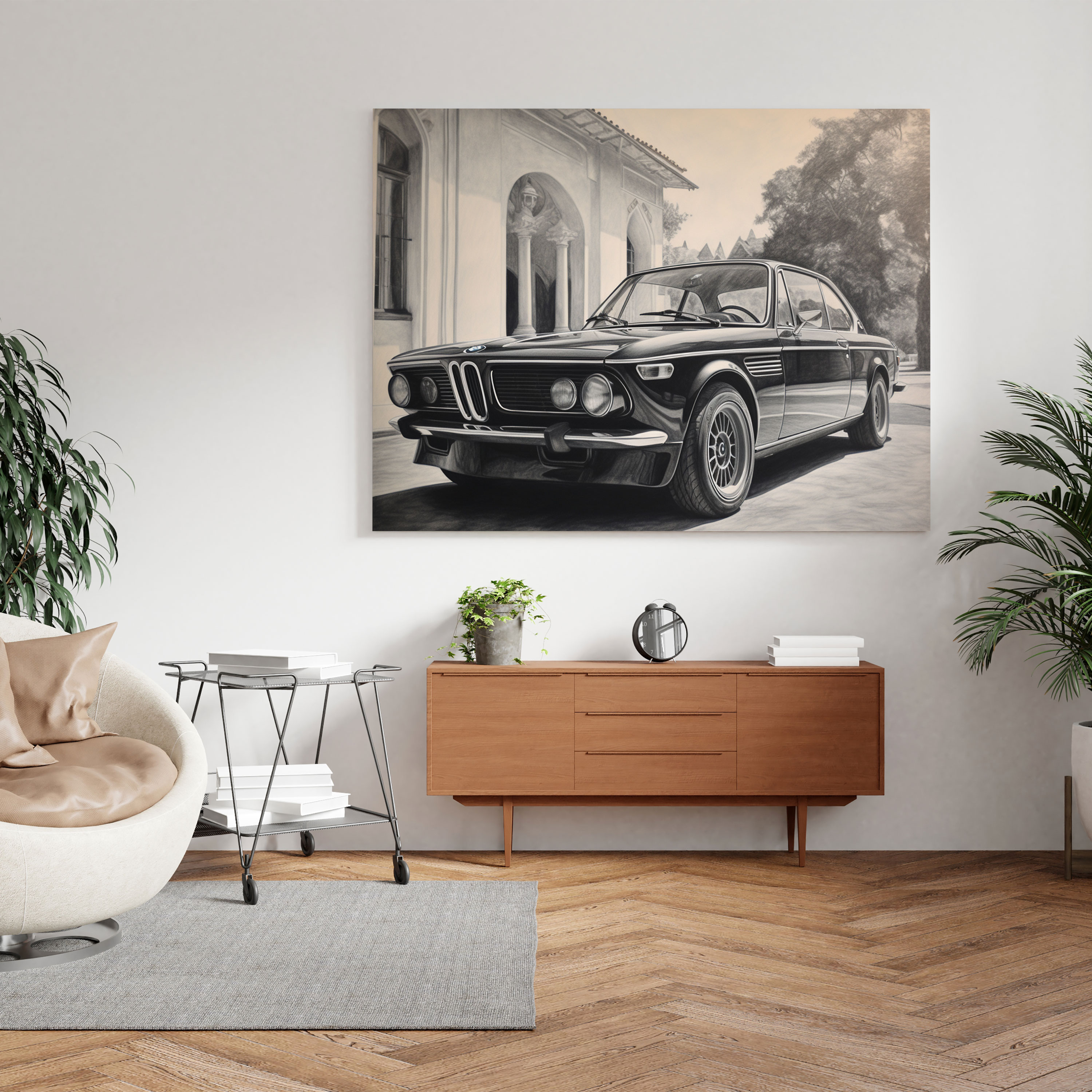 Charcoal Sketch Bmw Canvas Print - Bmw, Canvas Print, Bmw, Realistic Charcoal Sketch