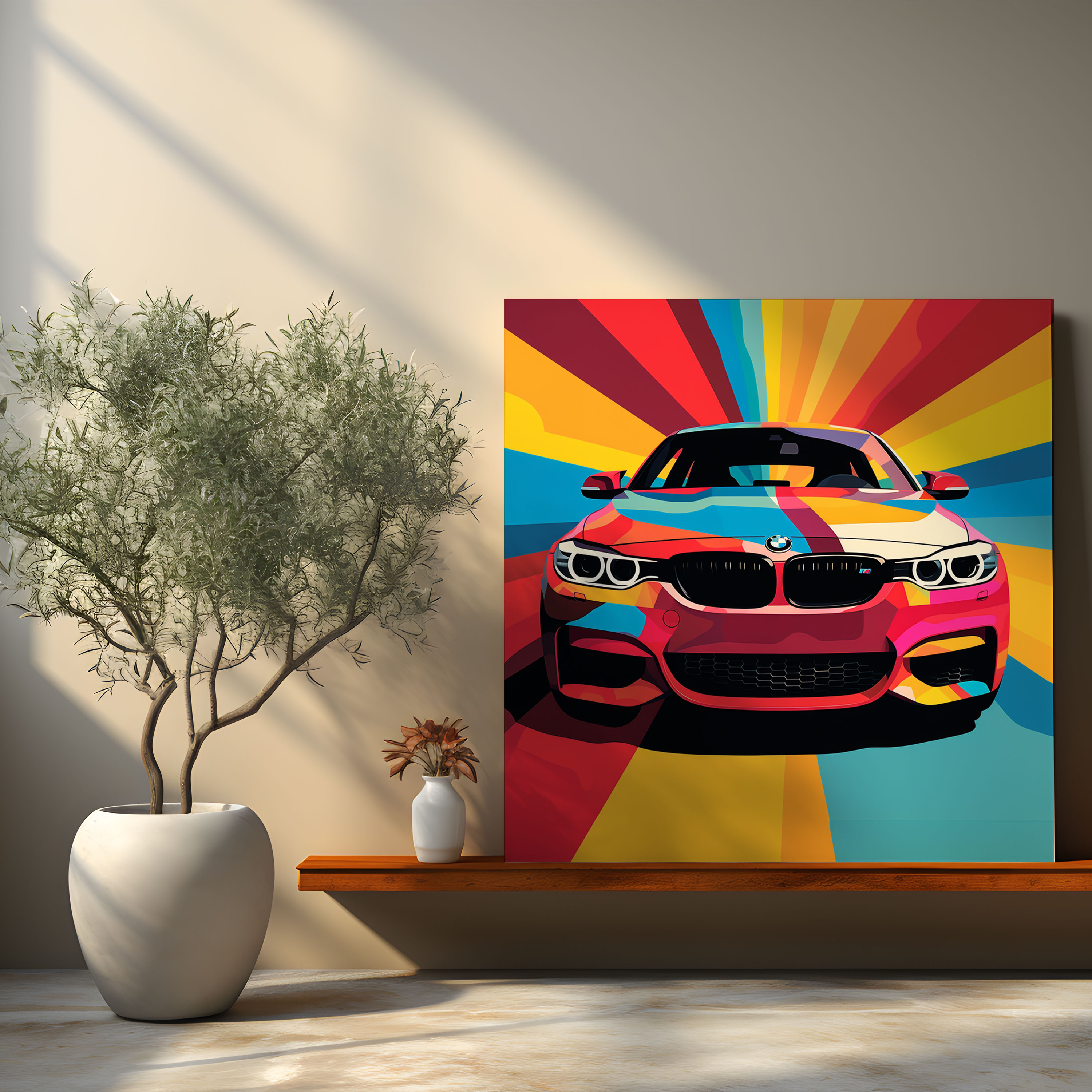 Bmw Pop Art Wall Decoration - Bmw, Bmw Logo, Canvas Print, Pop Art Illustration