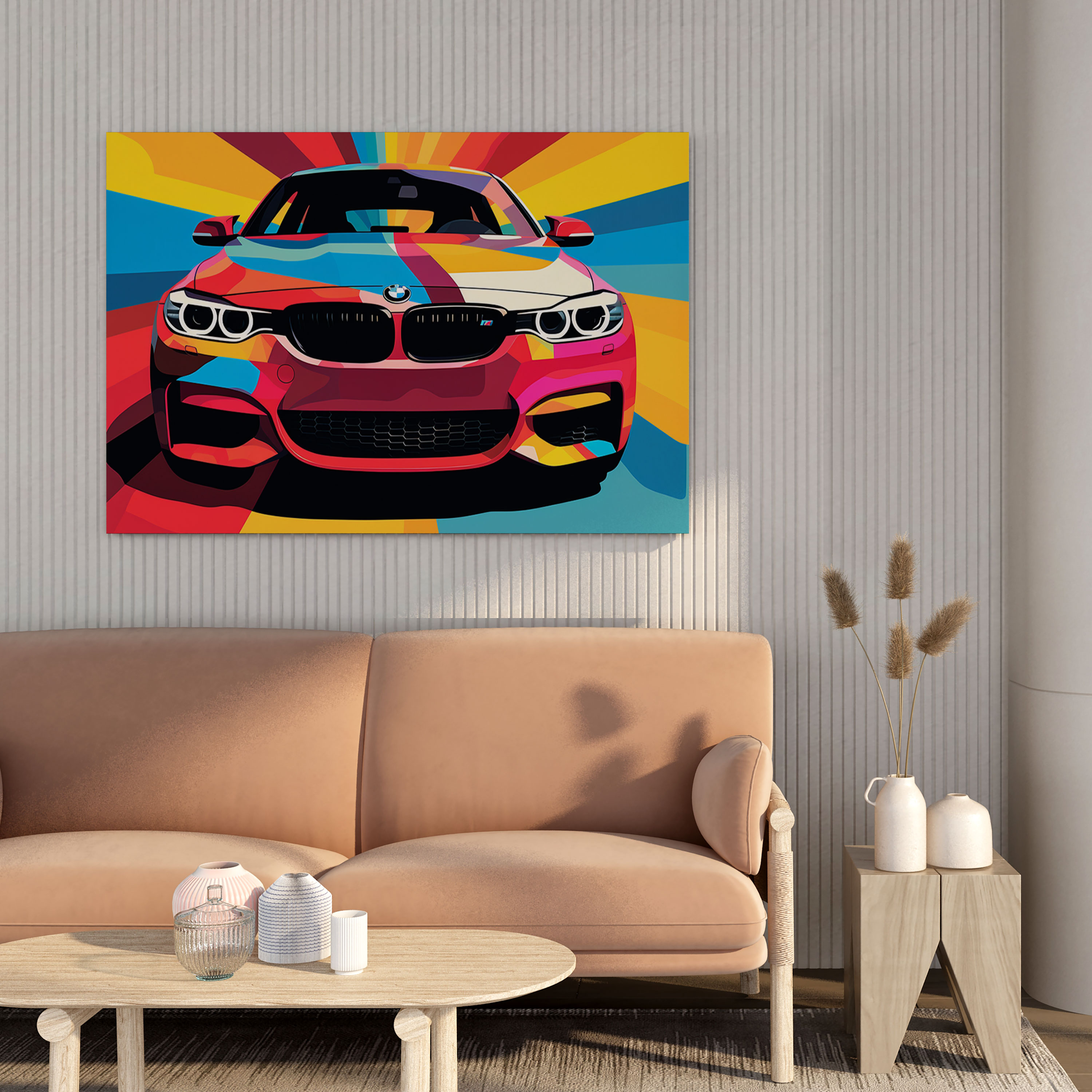 Bmw Pop Art Wall Decoration - Bmw, Bmw Logo, Canvas Print, Pop Art Illustration