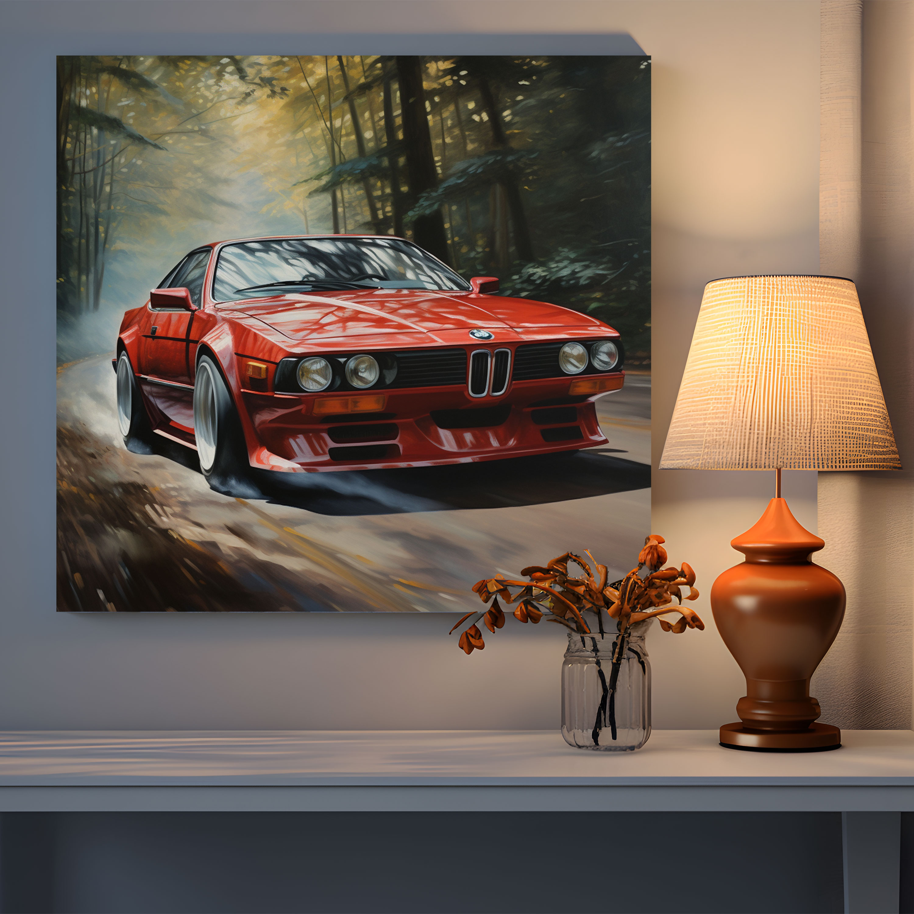 Bmw Sports Car Oil Painting - Bmw, Bmw Sports Car, Canvas, Wall Decoration