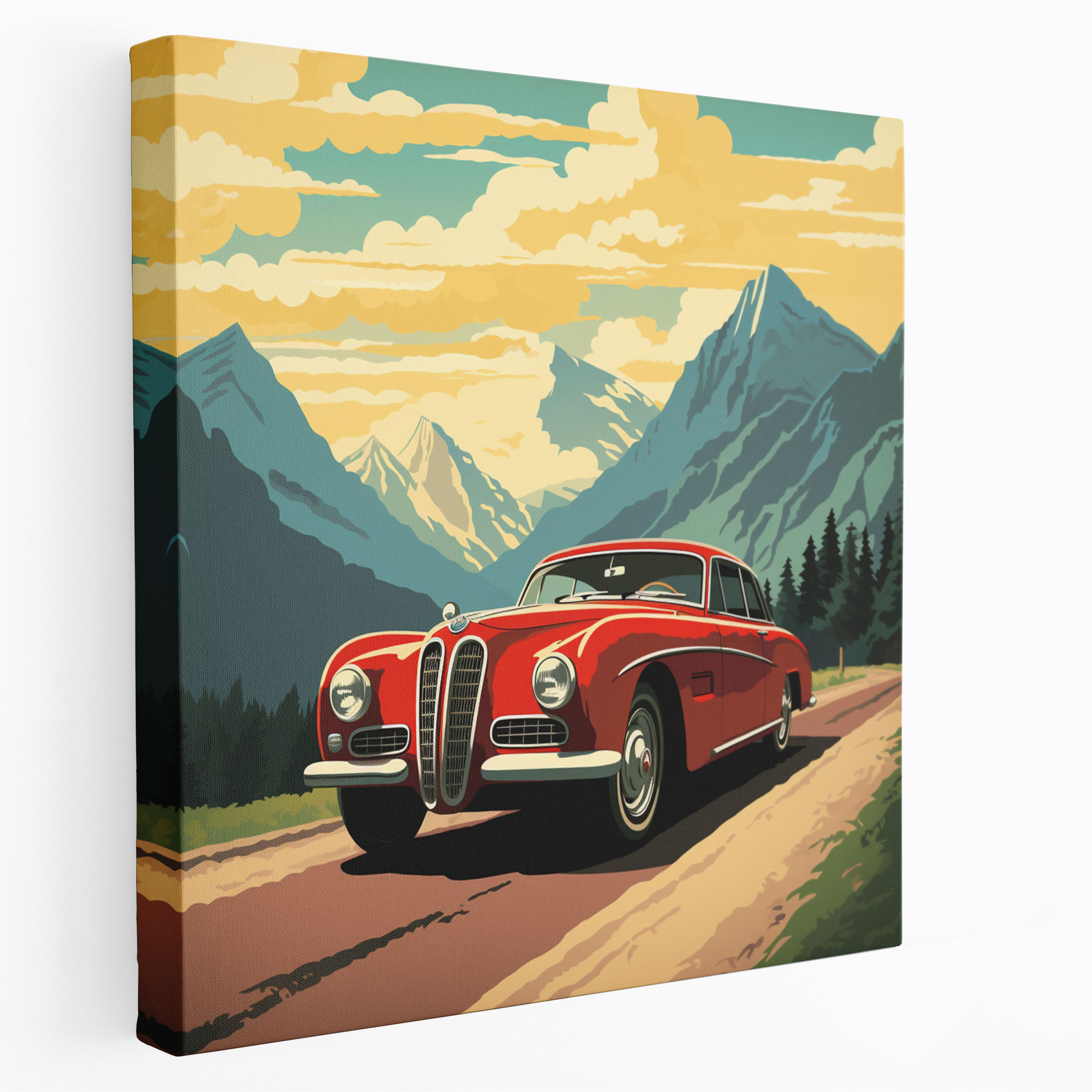 Bmw Vintage Poster Wall Art - Bmw, Retro Setting, Vintage Poster Design, Canvas Print