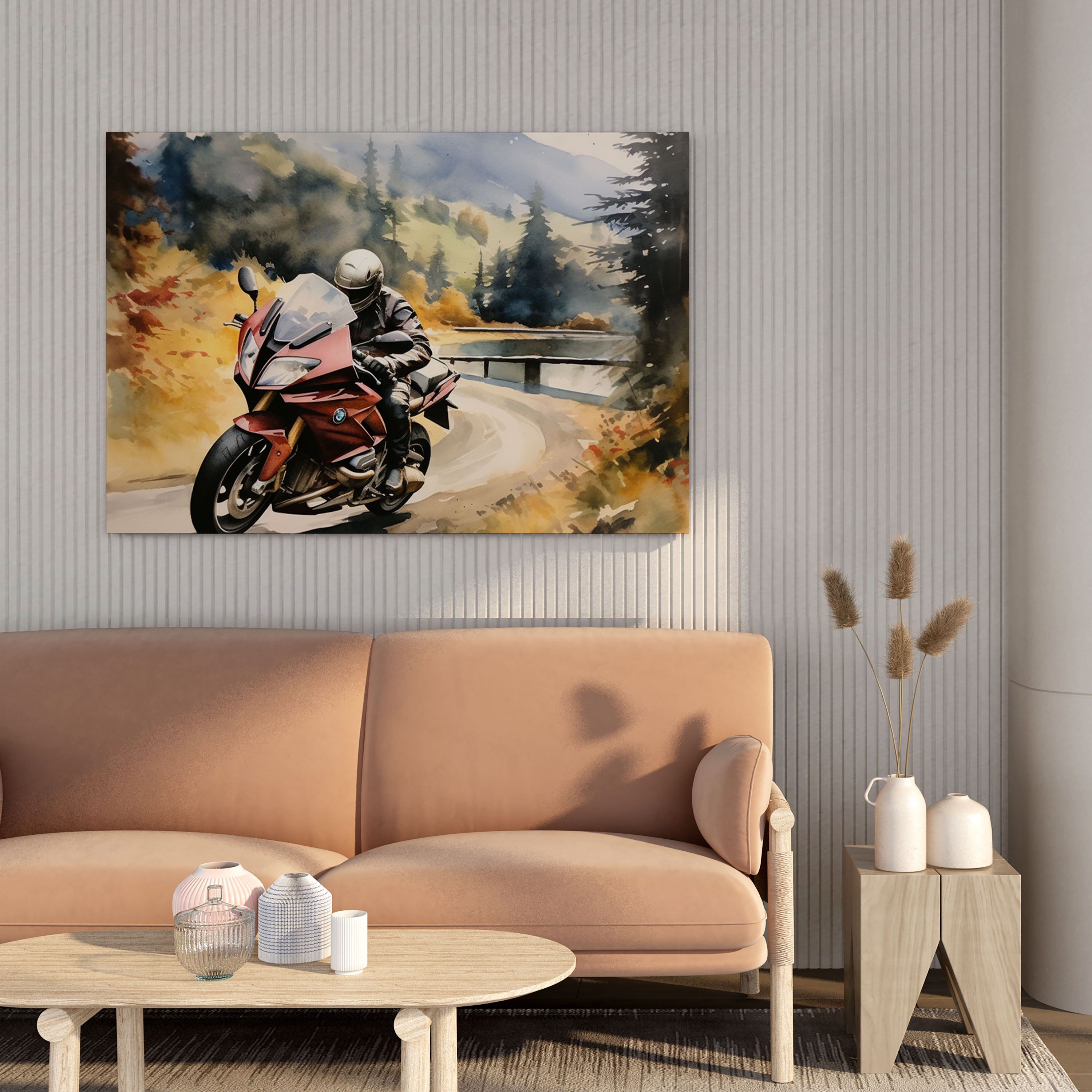 Bmw Motorcycle Watercolor Canvas Print - Bmw, Wall Decoration, Canvas Print, Sleek Bmw Motorcycle