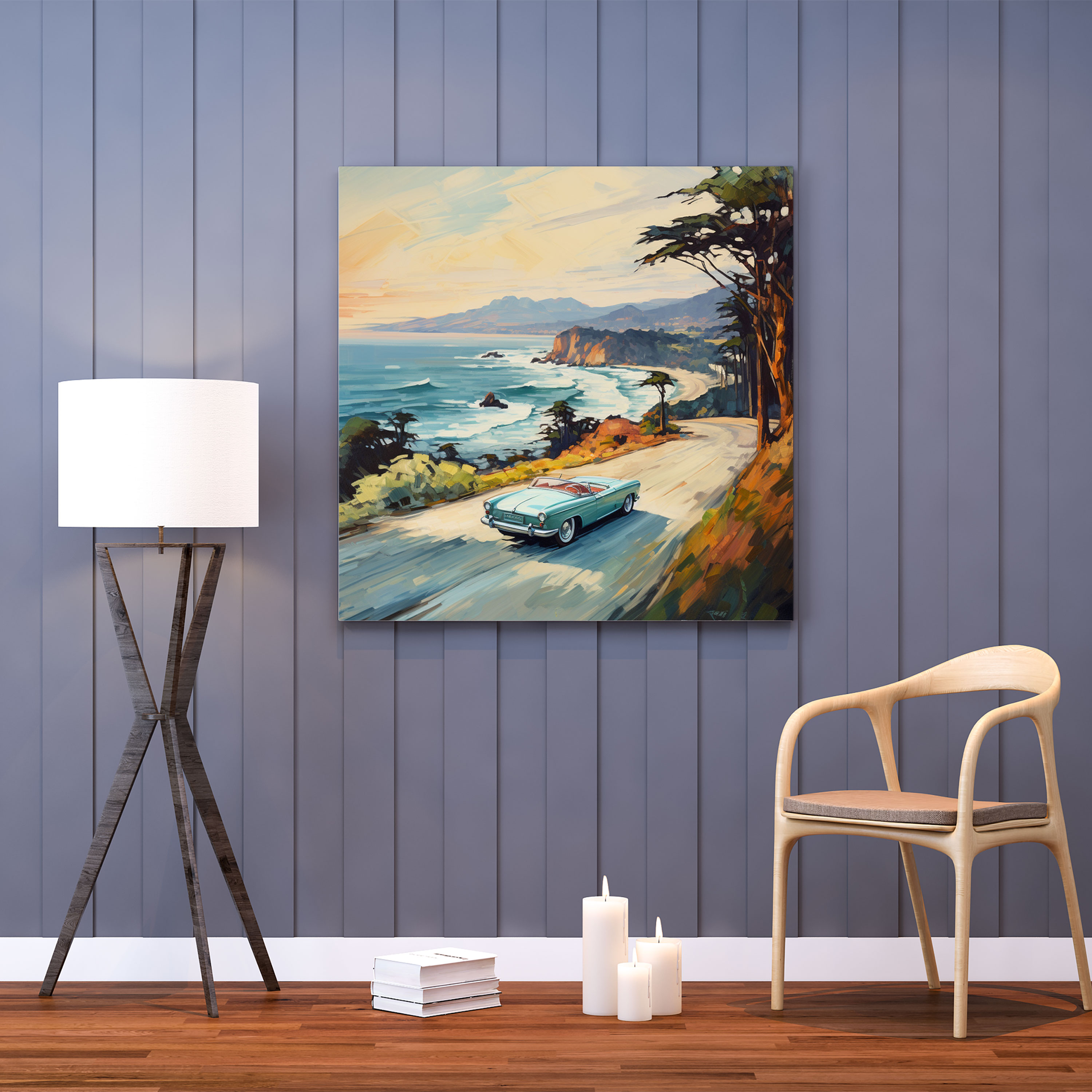 Bmw Convertible Coastal Road Canvas Print - Bmw, Bmw Convertible, Wall Art, Wall Decoration