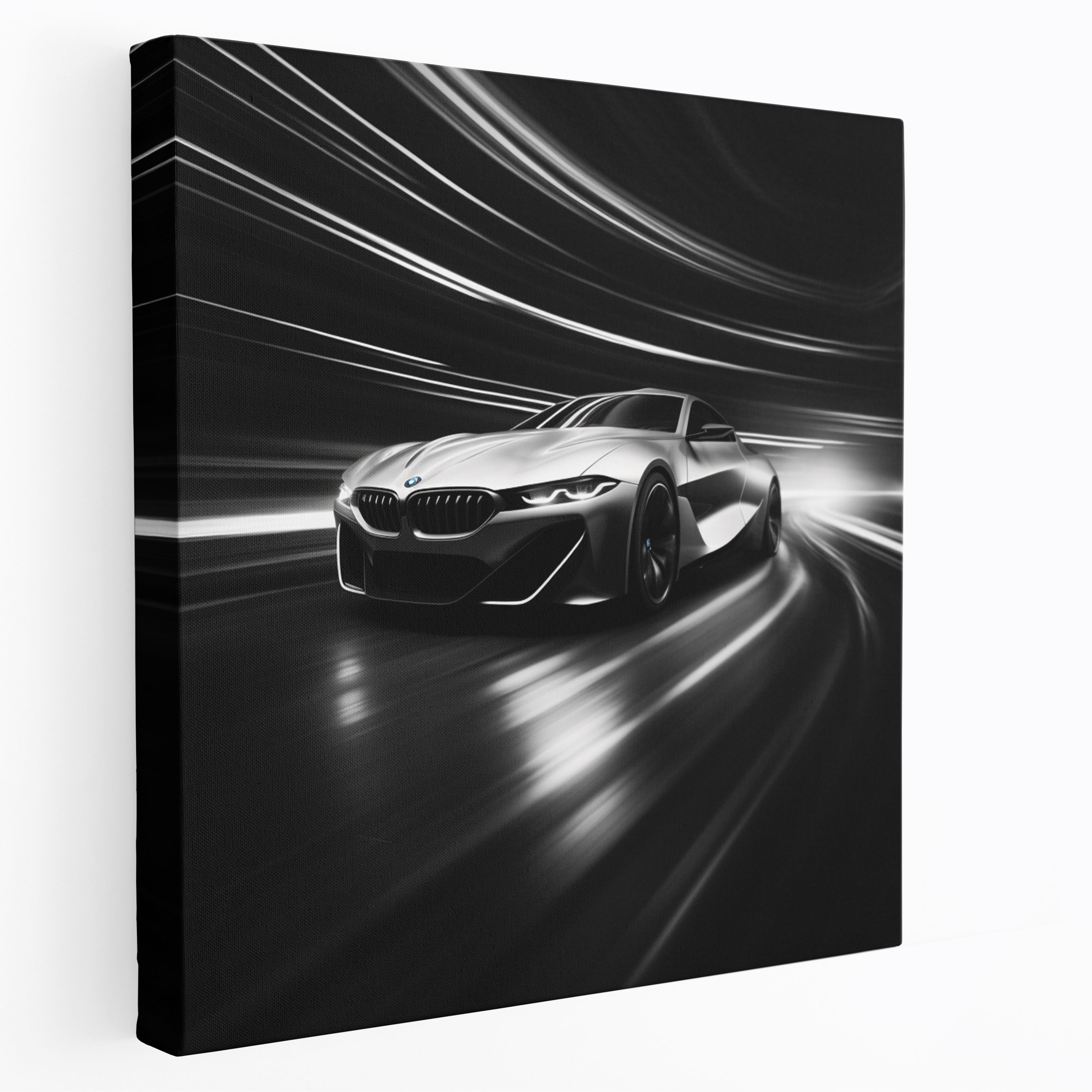 Sleek Bmw Canvas Print - Bmw, Canvas Print, Home Decoration, Black And White Photograph