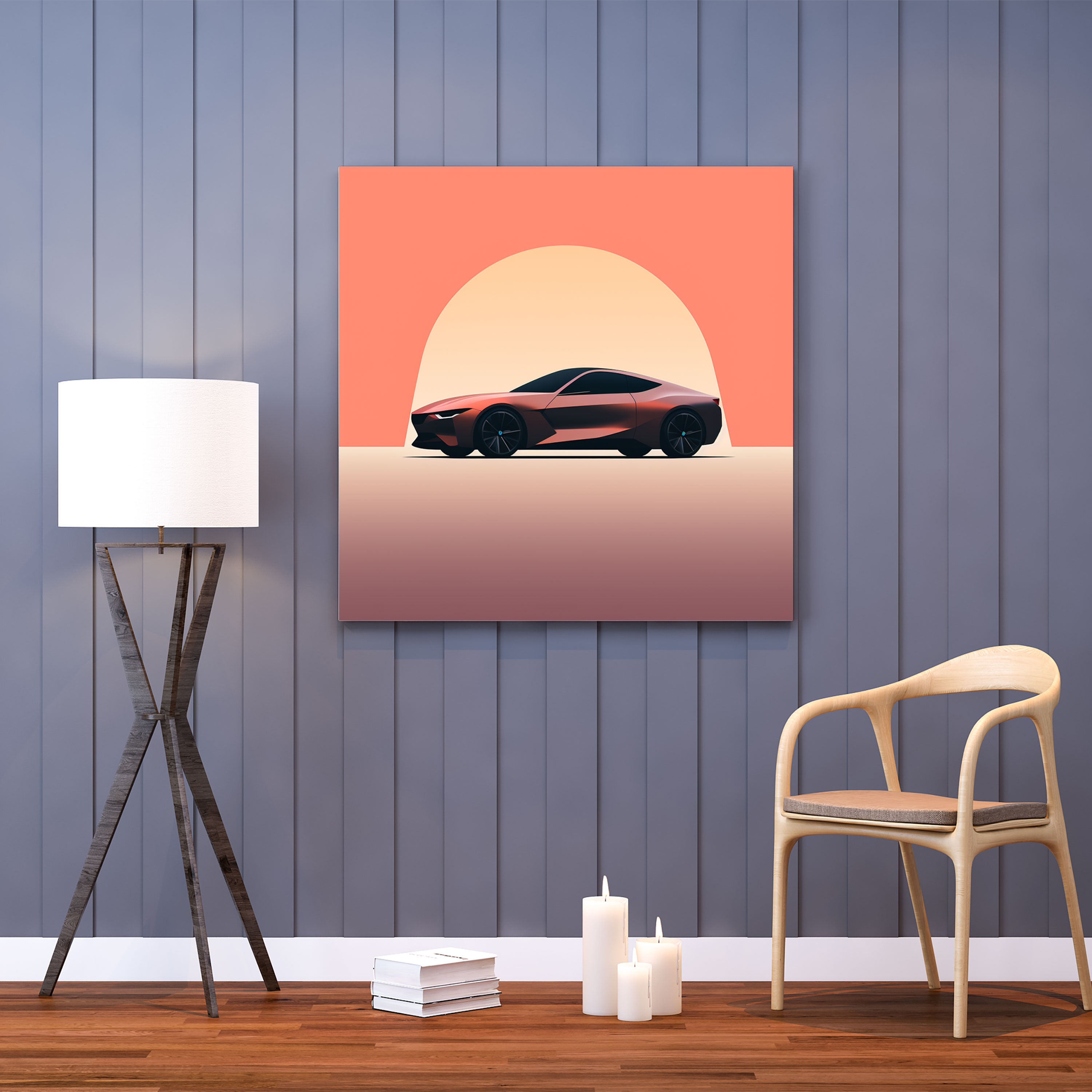 Bmw Minimalist Silhouette Wall Decoration - Bmw, Sleek Silhouette, Wall Art, Home Decoration
