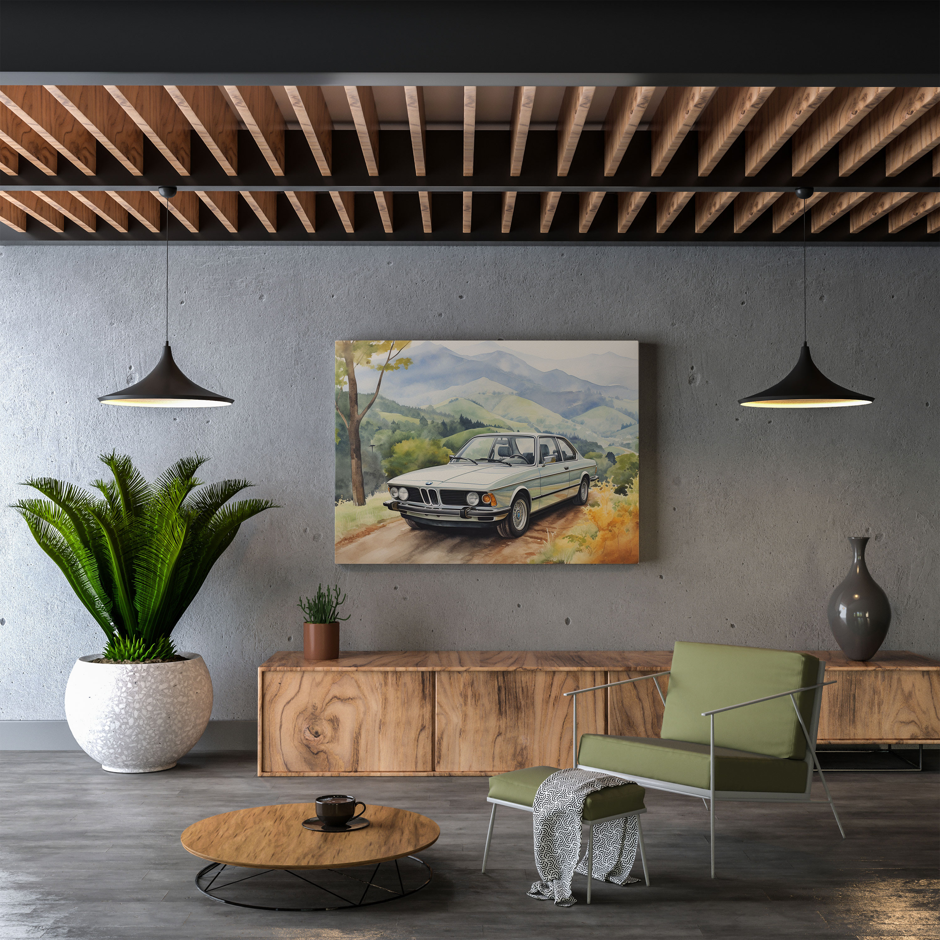 Bmw Dreamy Watercolor Canvas Print - Bmw, Scenic Nature, Bmw, Home Decoration