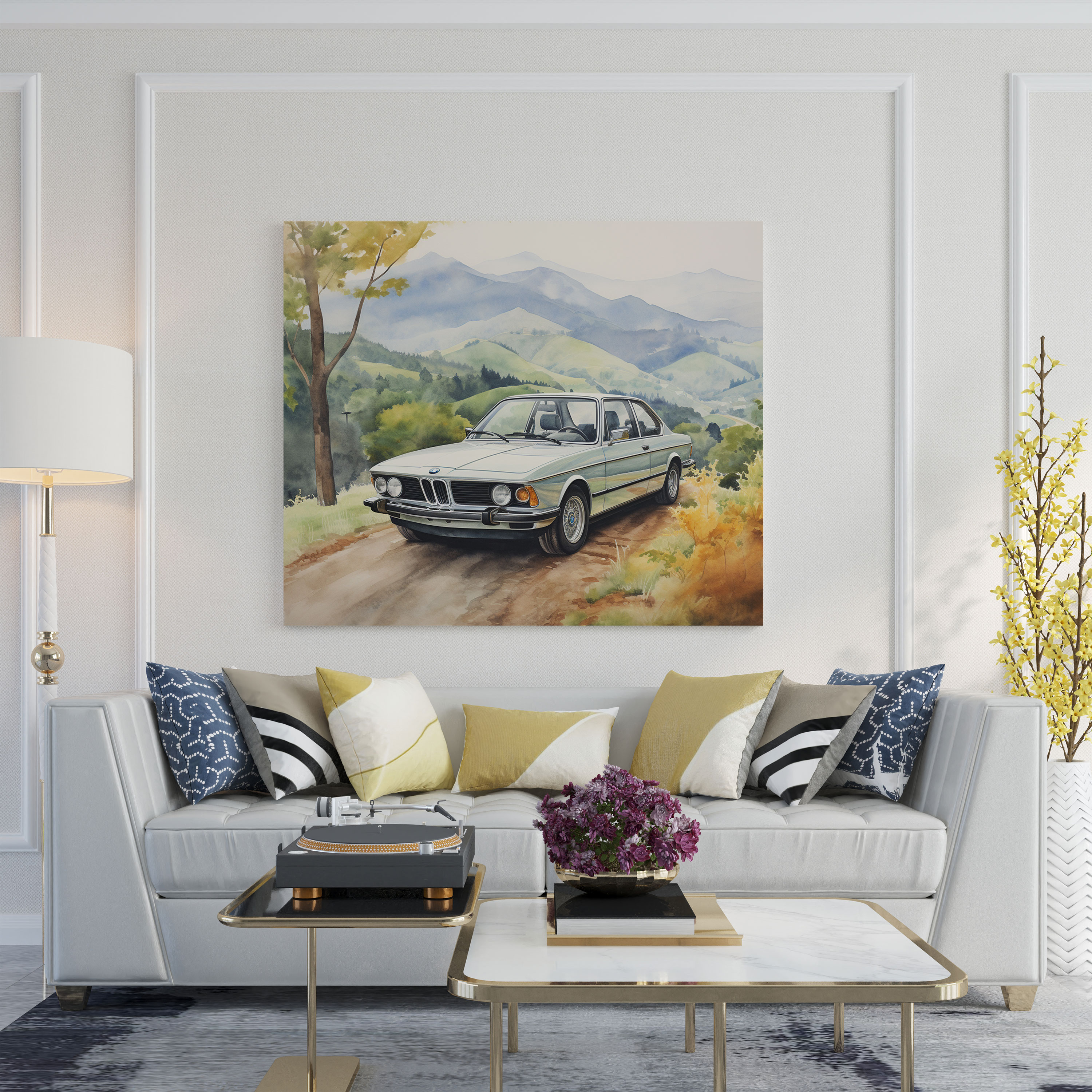 Bmw Dreamy Watercolor Canvas Print - Bmw, Scenic Nature, Bmw, Home Decoration