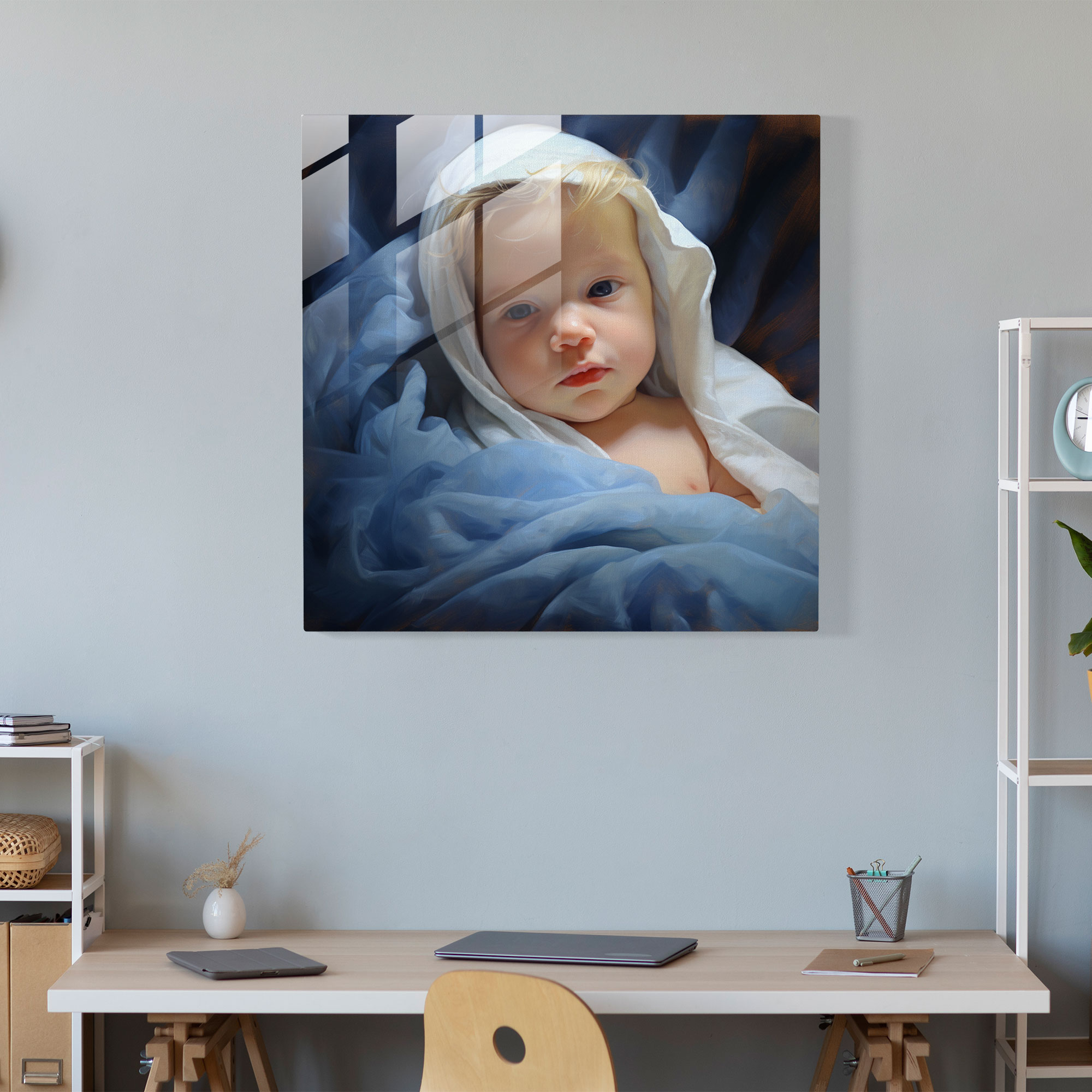 Born Oil Painting Glass Print - Born, Tranquility, Glass Art, Born Oil Painting Glass Print