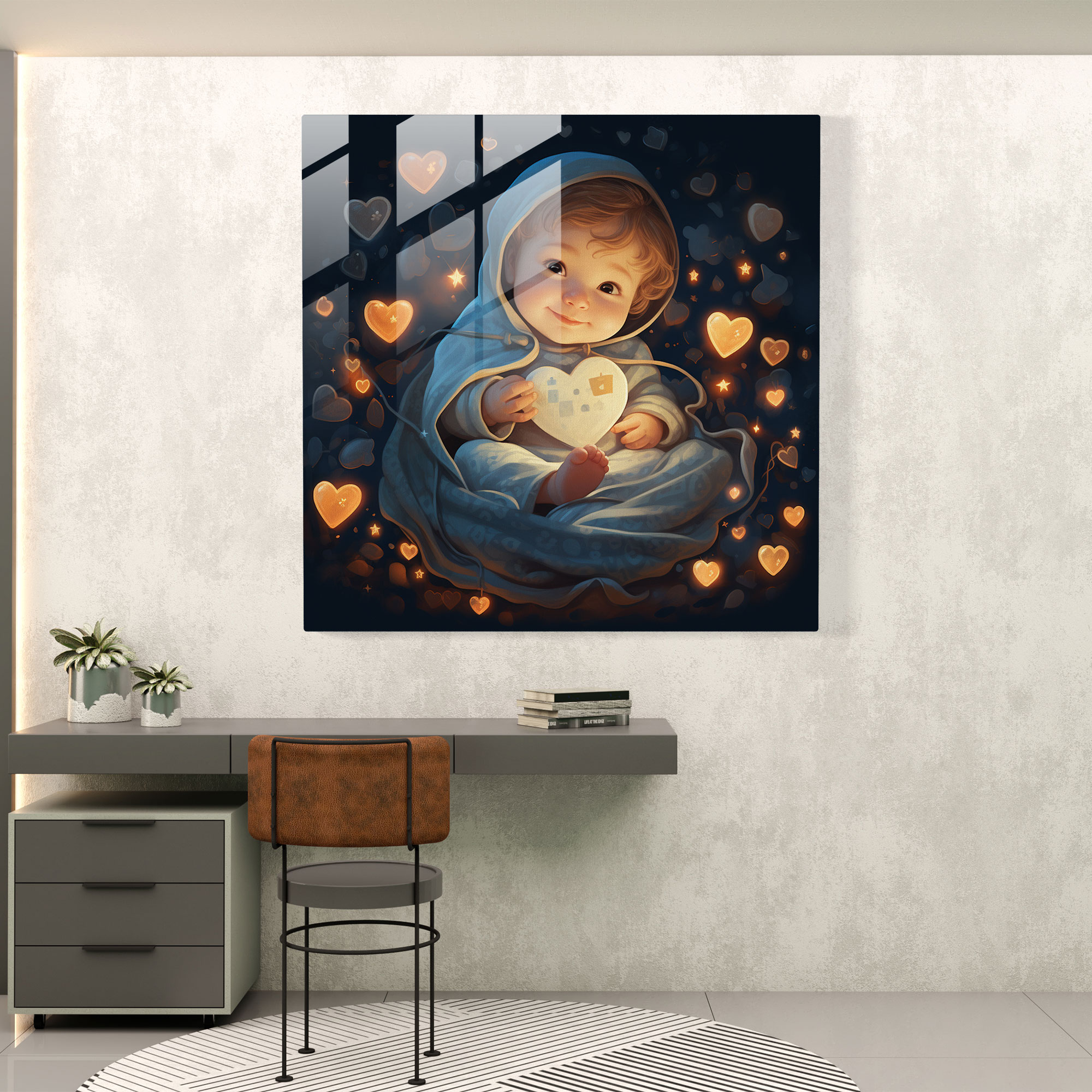 Born With Love: Glass Wall Art - Born, Newborn Baby, Glass Wall Art, Glass Print