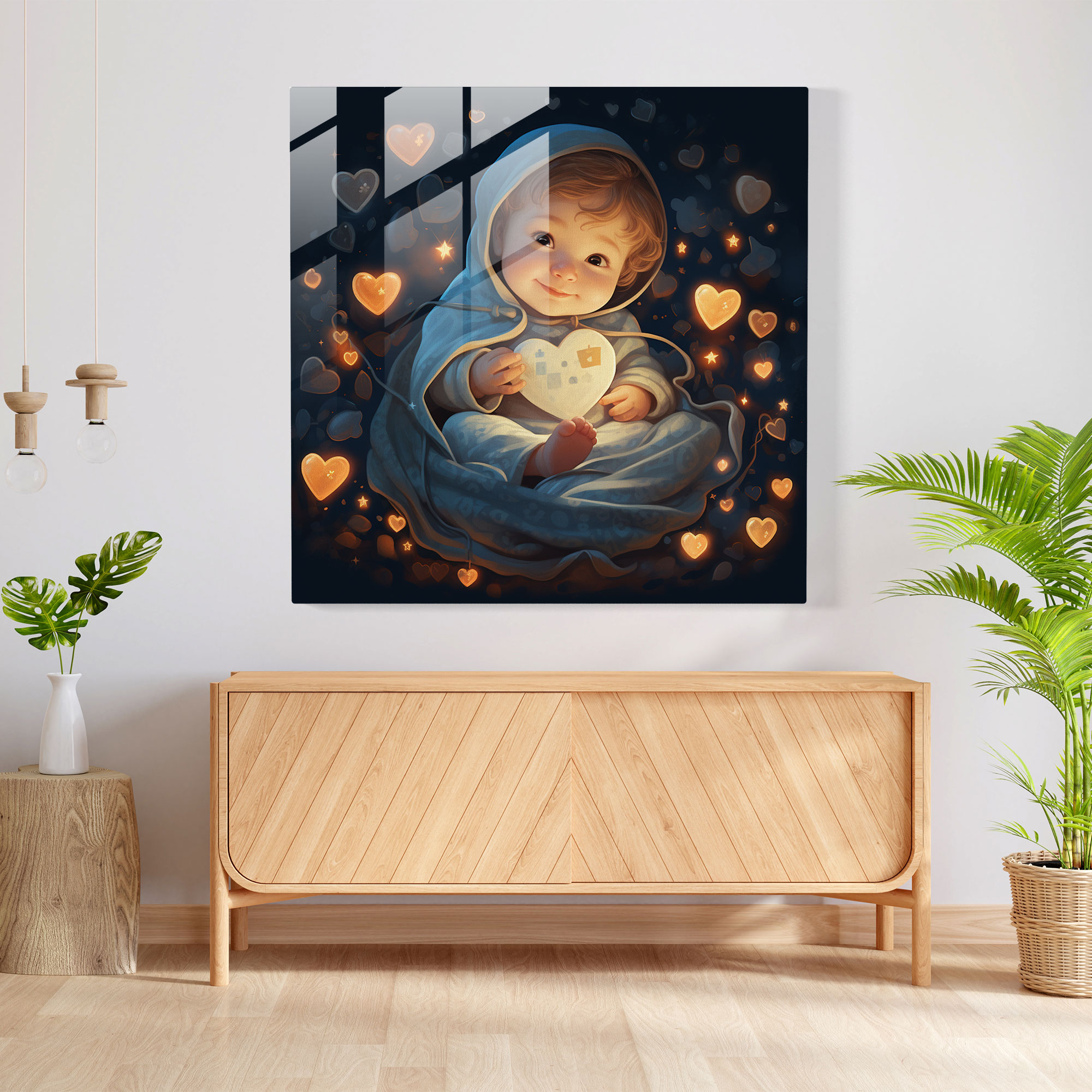 Born With Love: Glass Wall Art - Born, Newborn Baby, Glass Wall Art, Glass Print