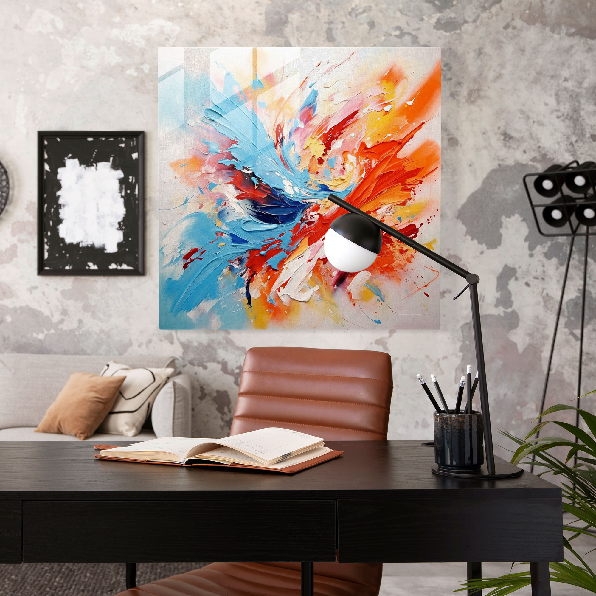 Born Abstract Glass Print - Born, Vibrant Colors, Abstract Expressionist Painting, Wall Decoration