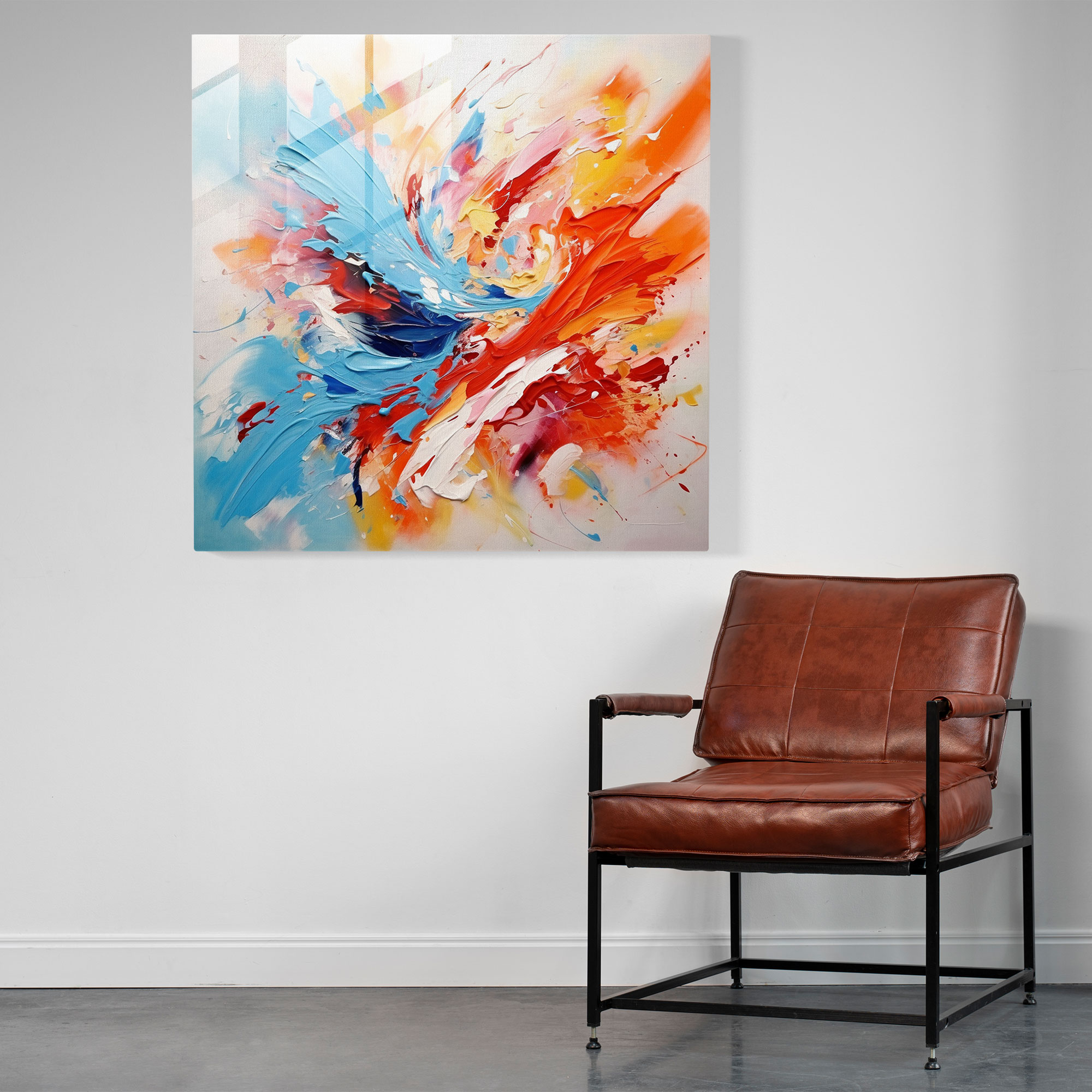 Born Abstract Glass Print - Born, Vibrant Colors, Abstract Expressionist Painting, Wall Decoration
