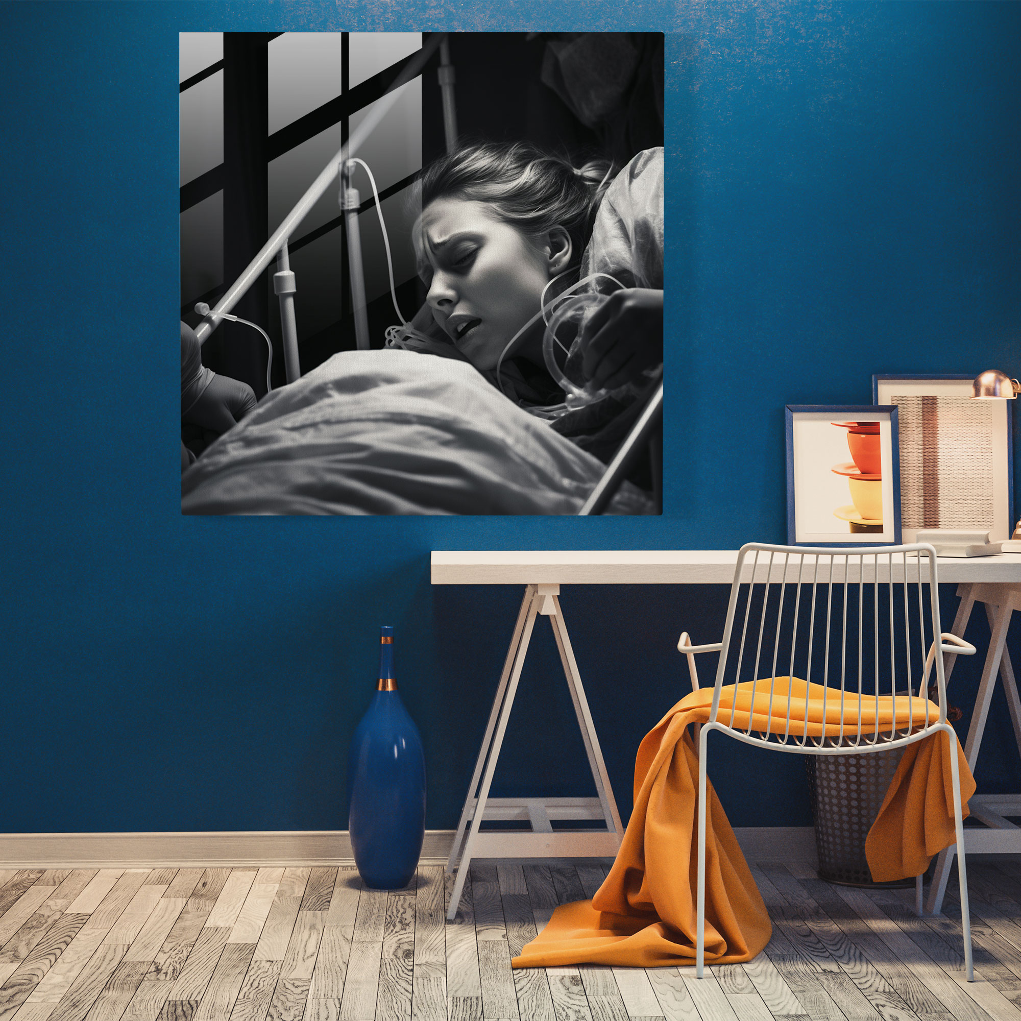 Intense Born Glass Print - Born, Glass Wall Art, Born, Childbirth