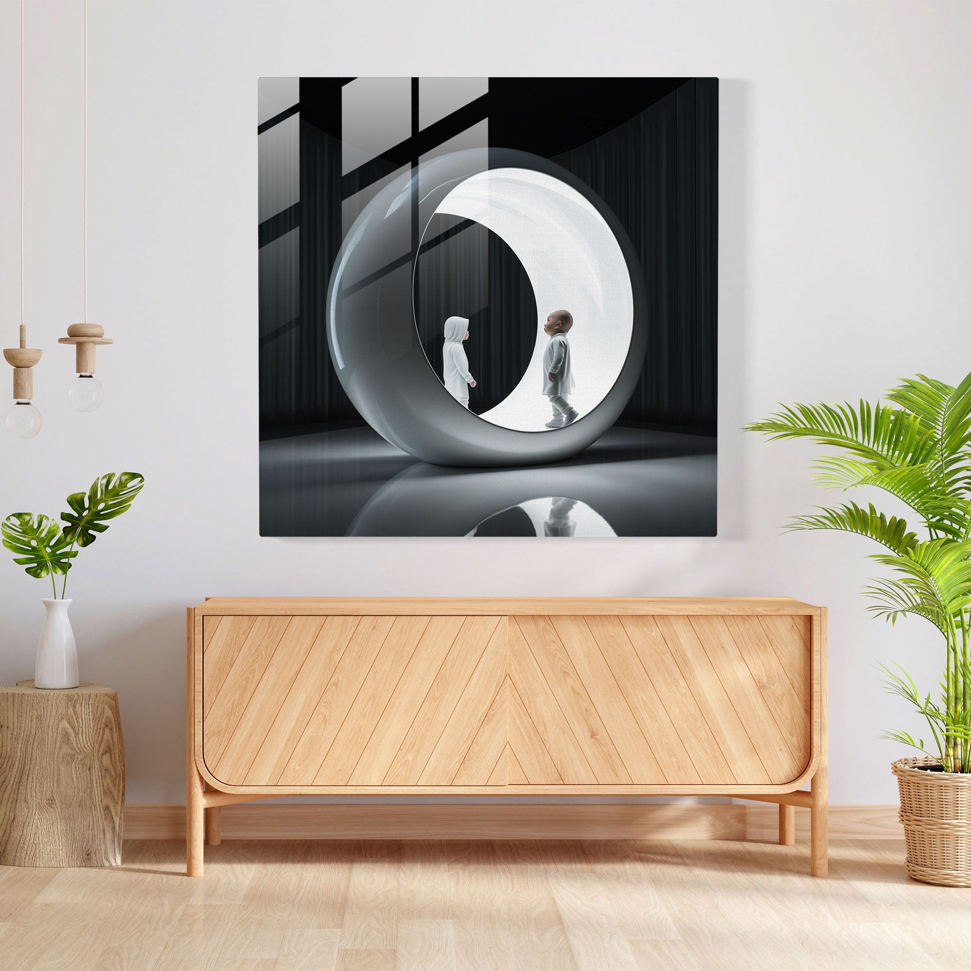 Entering Born Glass Print - Born, Baby Enters The World, Wall Decoration, Glass Art