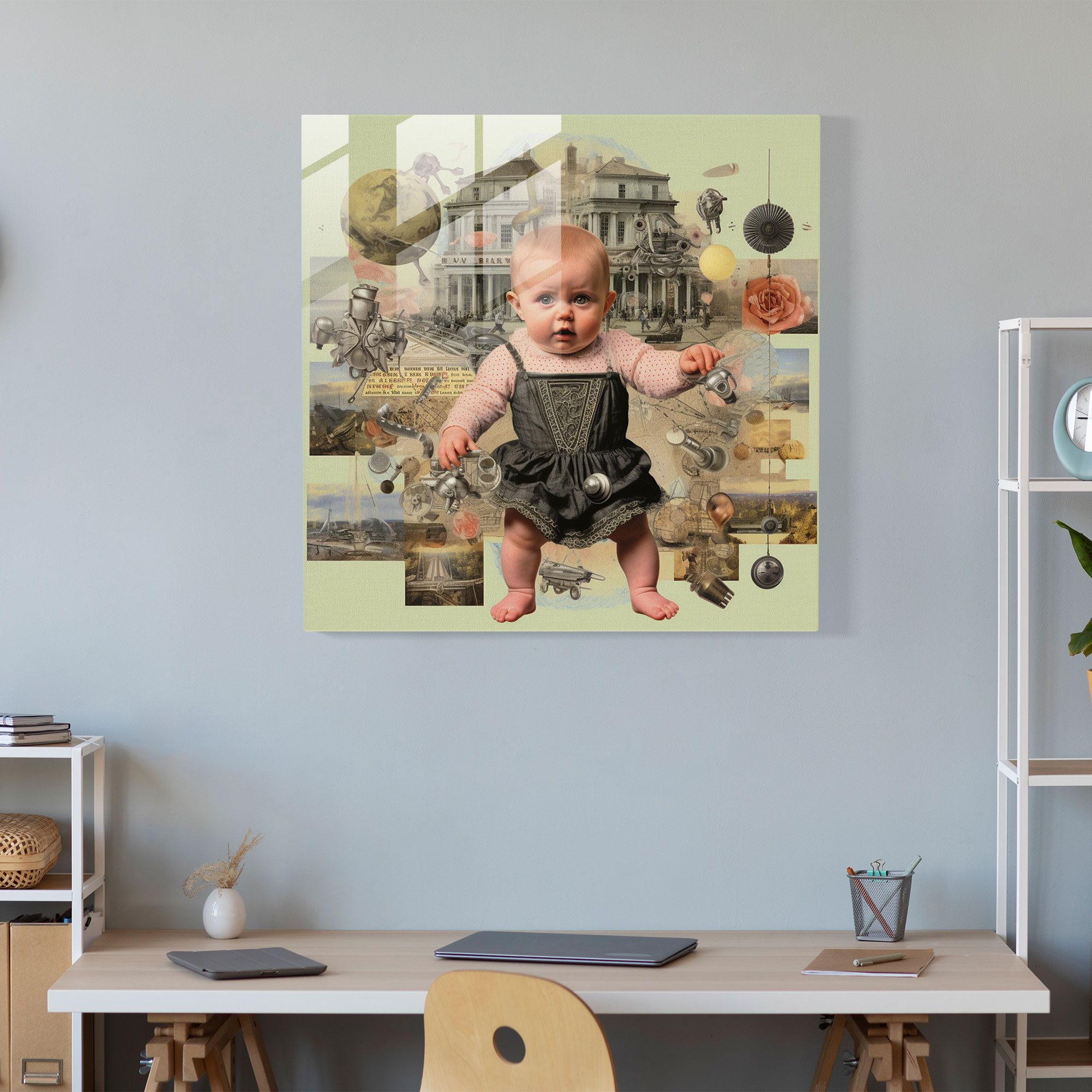 Story Of Birth Glass Print - Born, Vintage Images, Modern Art, Story Of Birth