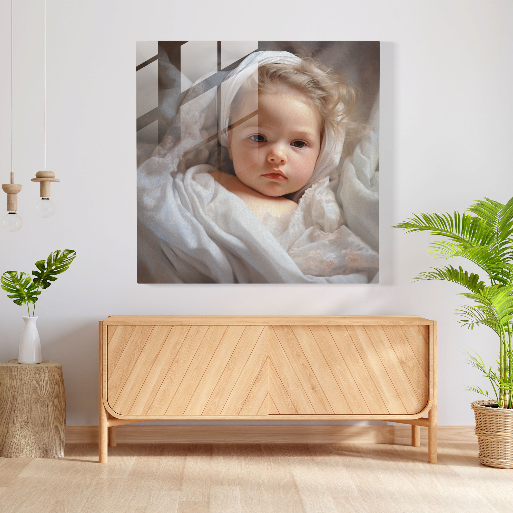 Innocent Born Glass Print - Born, Modern Art, Home Decoration, Born
