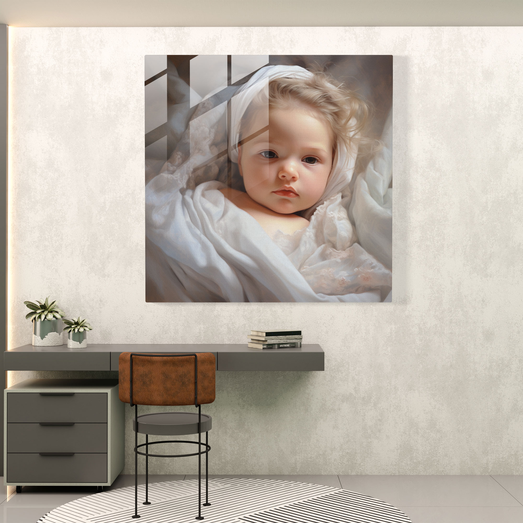 Innocent Born Glass Print - Born, Modern Art, Home Decoration, Born