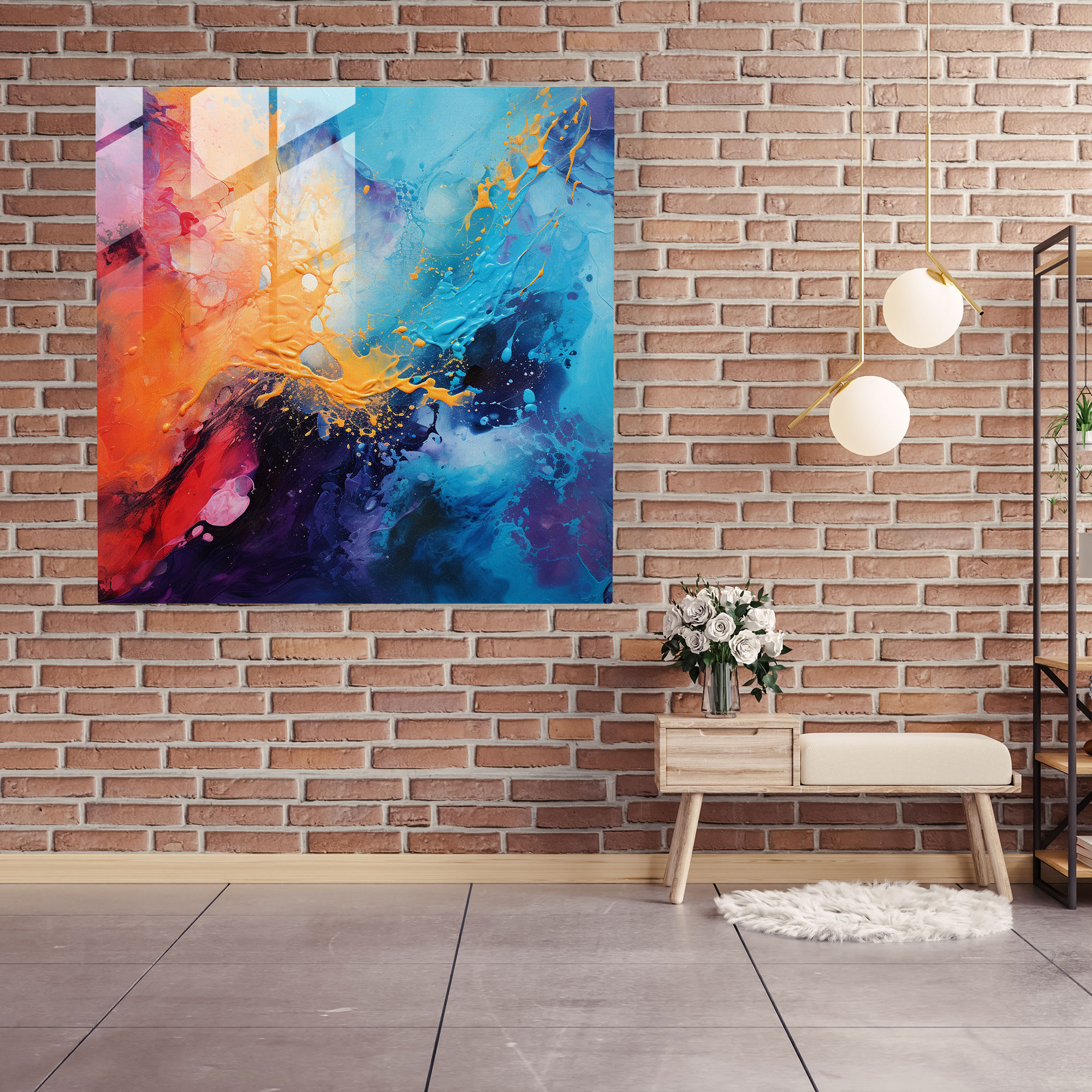 Born Abstract Glass Print - Born, Abstract Painting, Glass Print, Wall Decoration