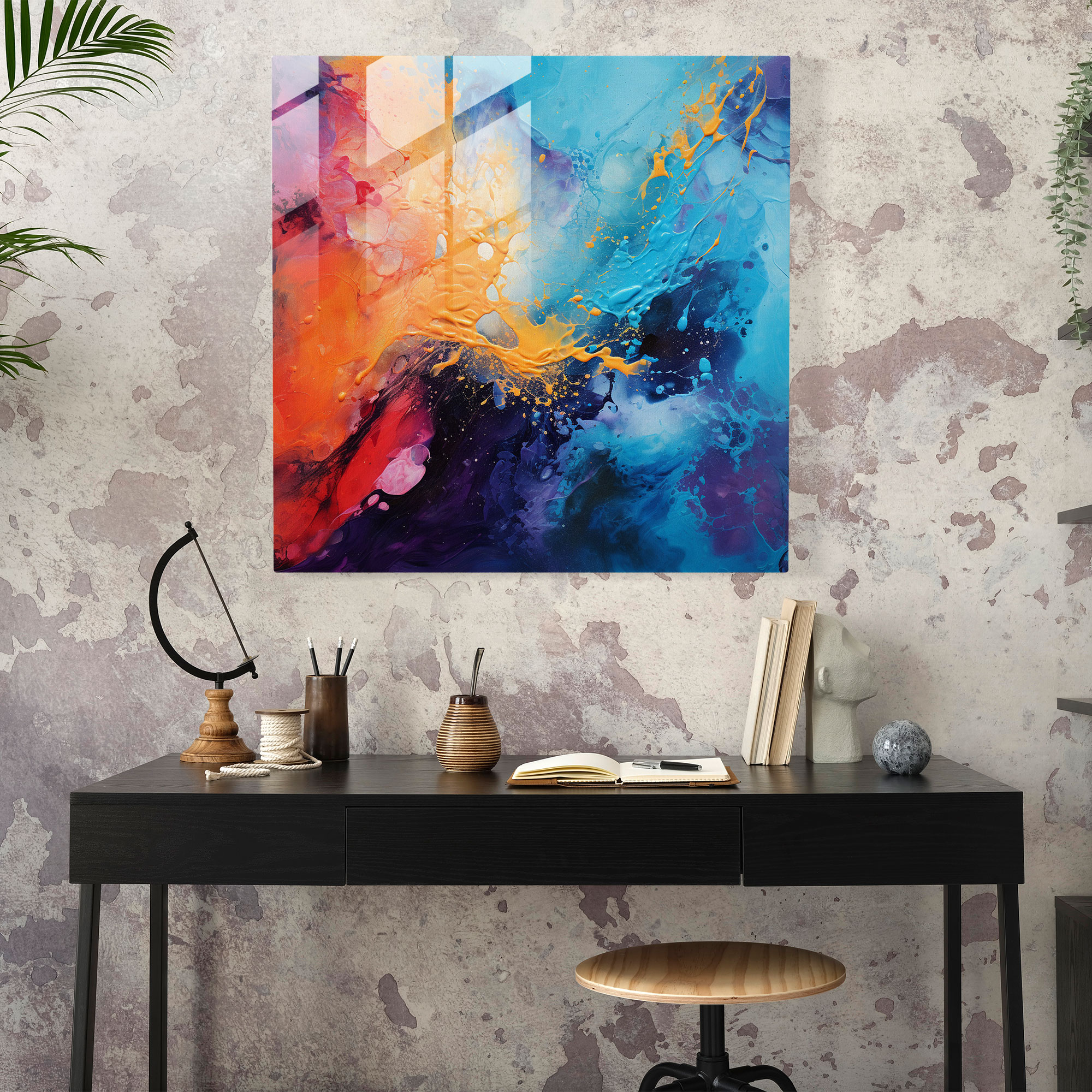 Born Abstract Glass Print - Born, Abstract Painting, Glass Print, Wall Decoration