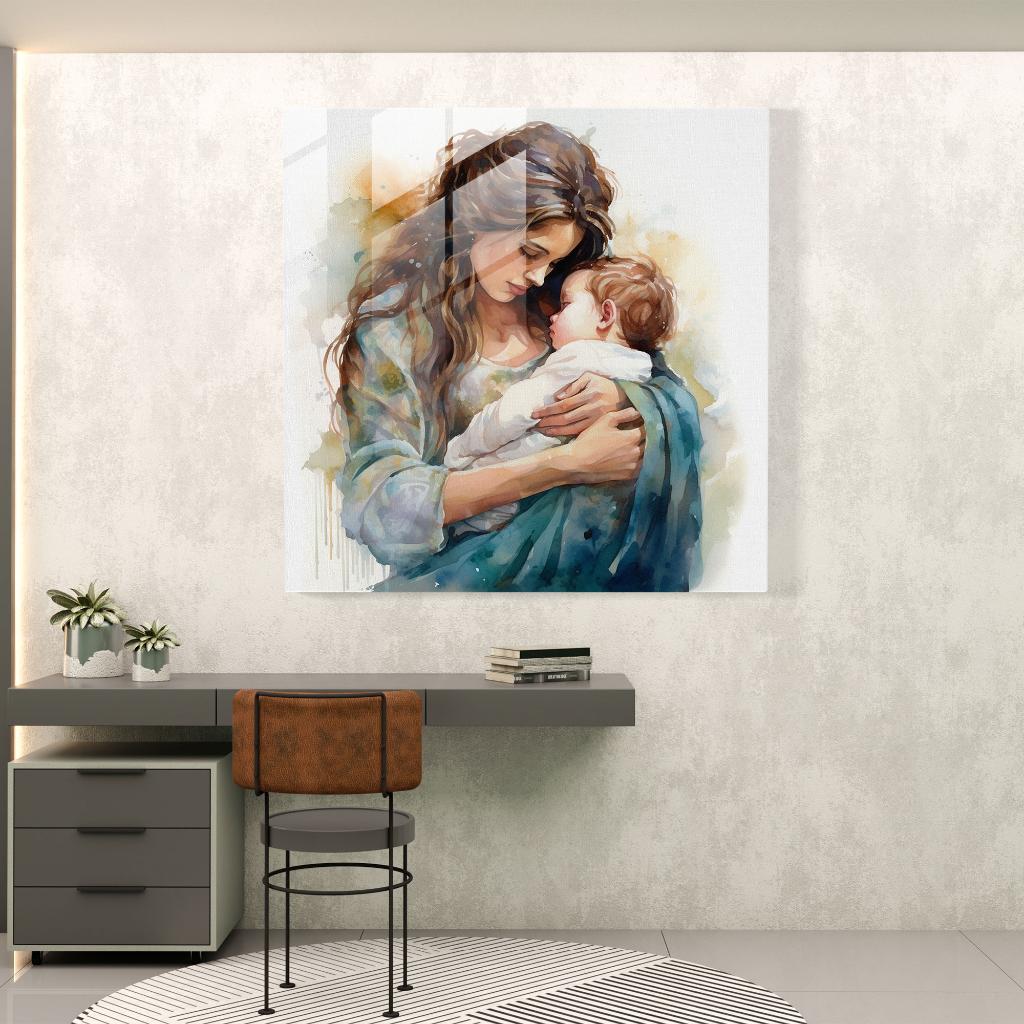 Born Watercolor Glass Print - Born, Watercolor Painting, Glass Print, Glass Art