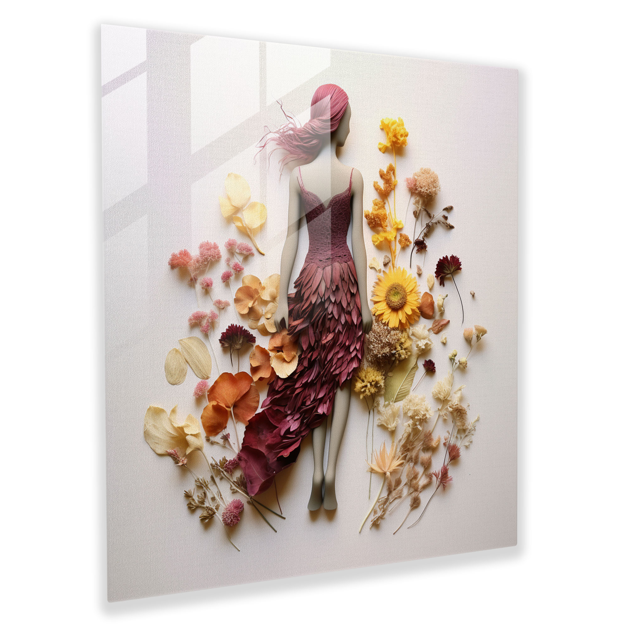 Nature's Mosaic - Flower Collage Glass Print - Born, Glass Art, Glass Wall Art, Glass Print