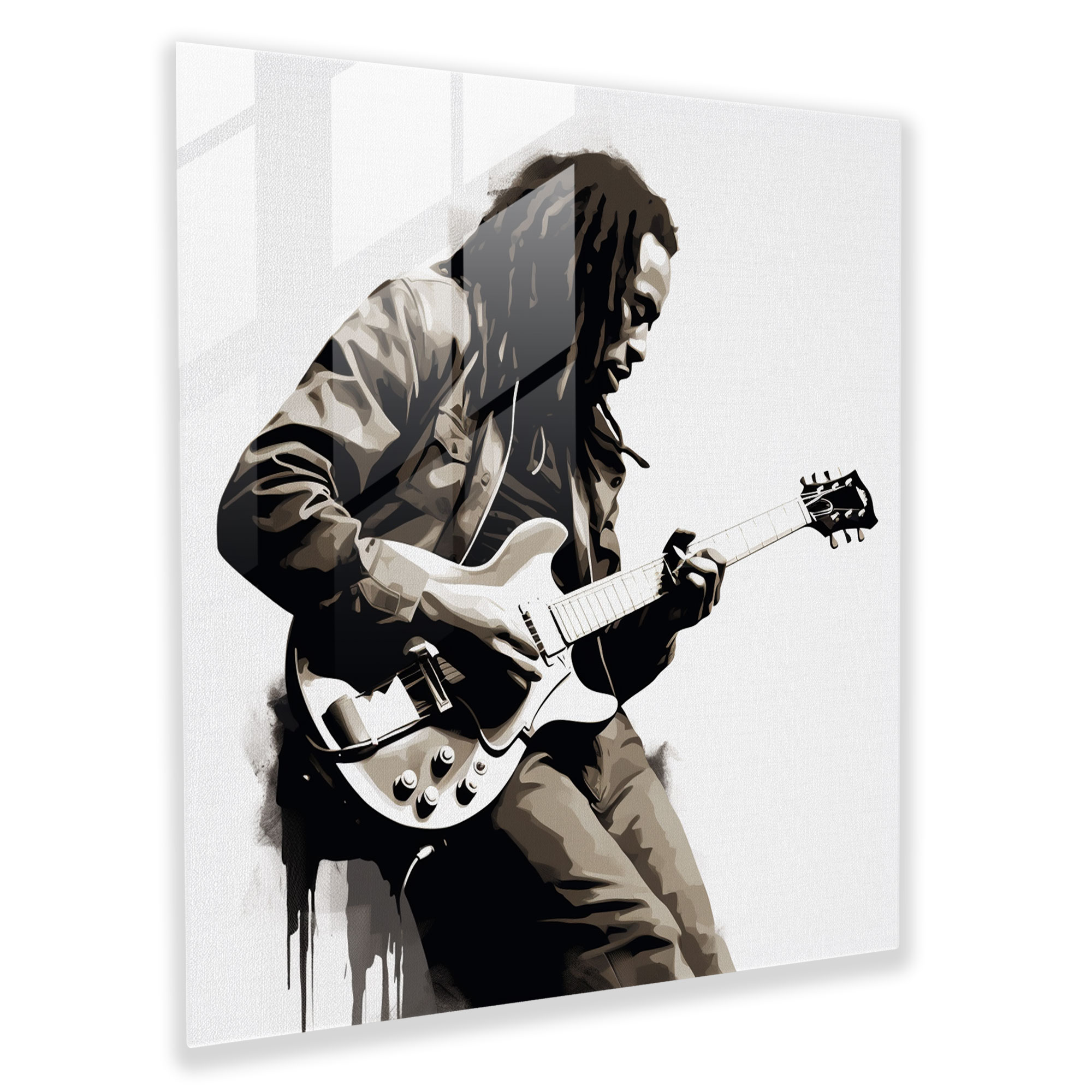 Bob Marley Glass Print - Minimalist Sketch Art - Bob Marley, Modern Art, Serene Expression, Glass Print