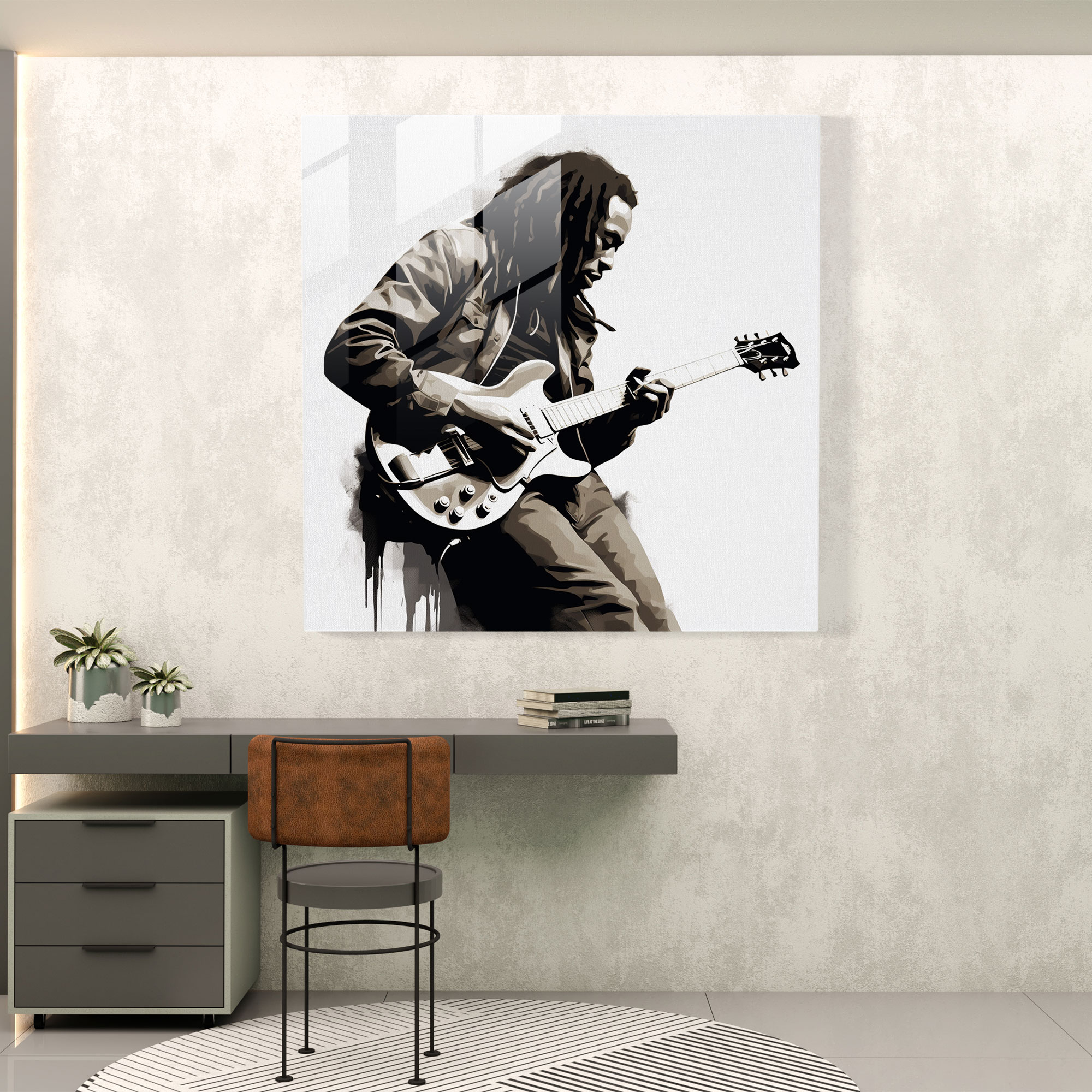 Bob Marley Glass Print - Minimalist Sketch Art - Bob Marley, Modern Art, Serene Expression, Glass Print
