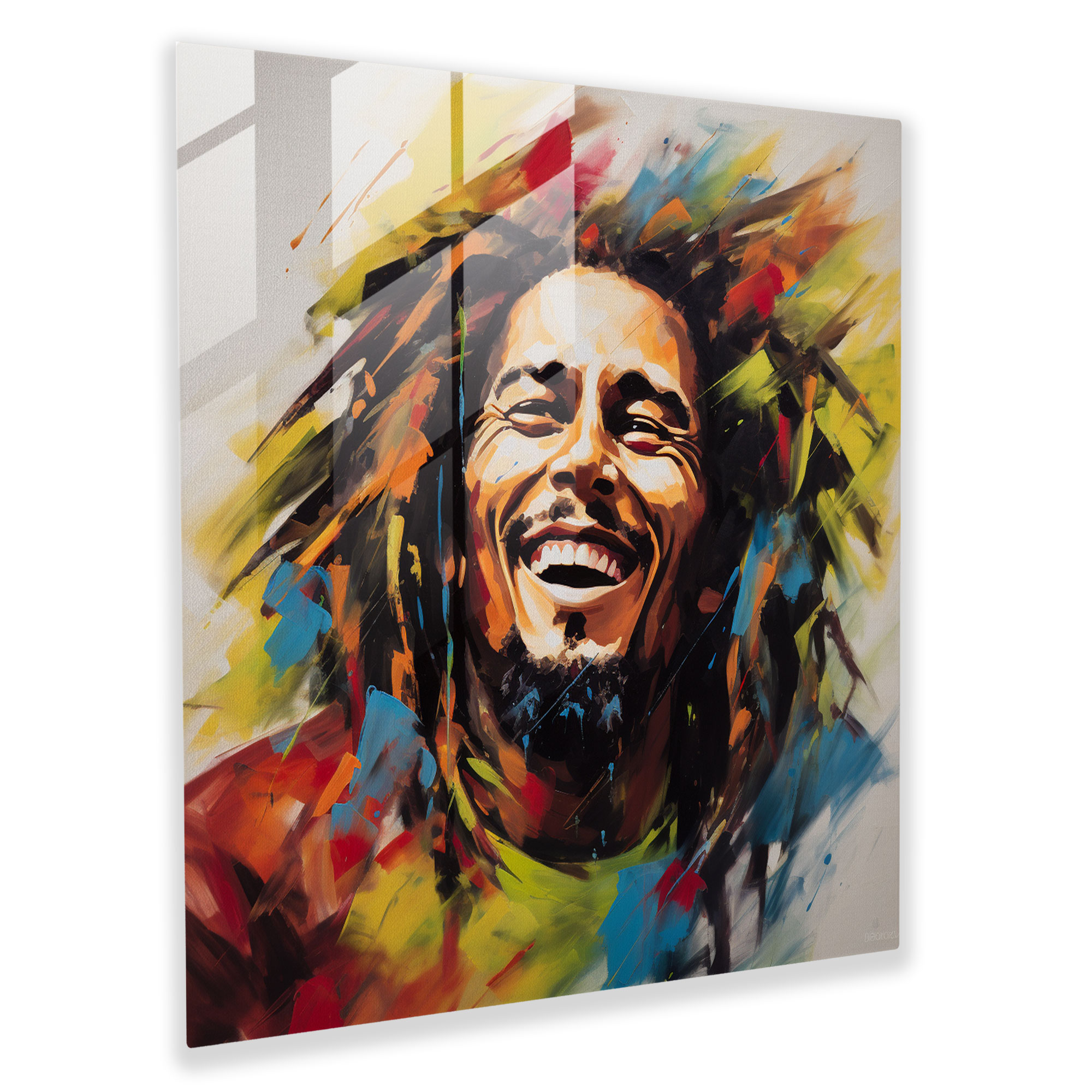 Bob Marley Glasbild - Abstrakte Expressionistische Kunst - Bob Marley Dekoration für Zuhause Wanddekoration