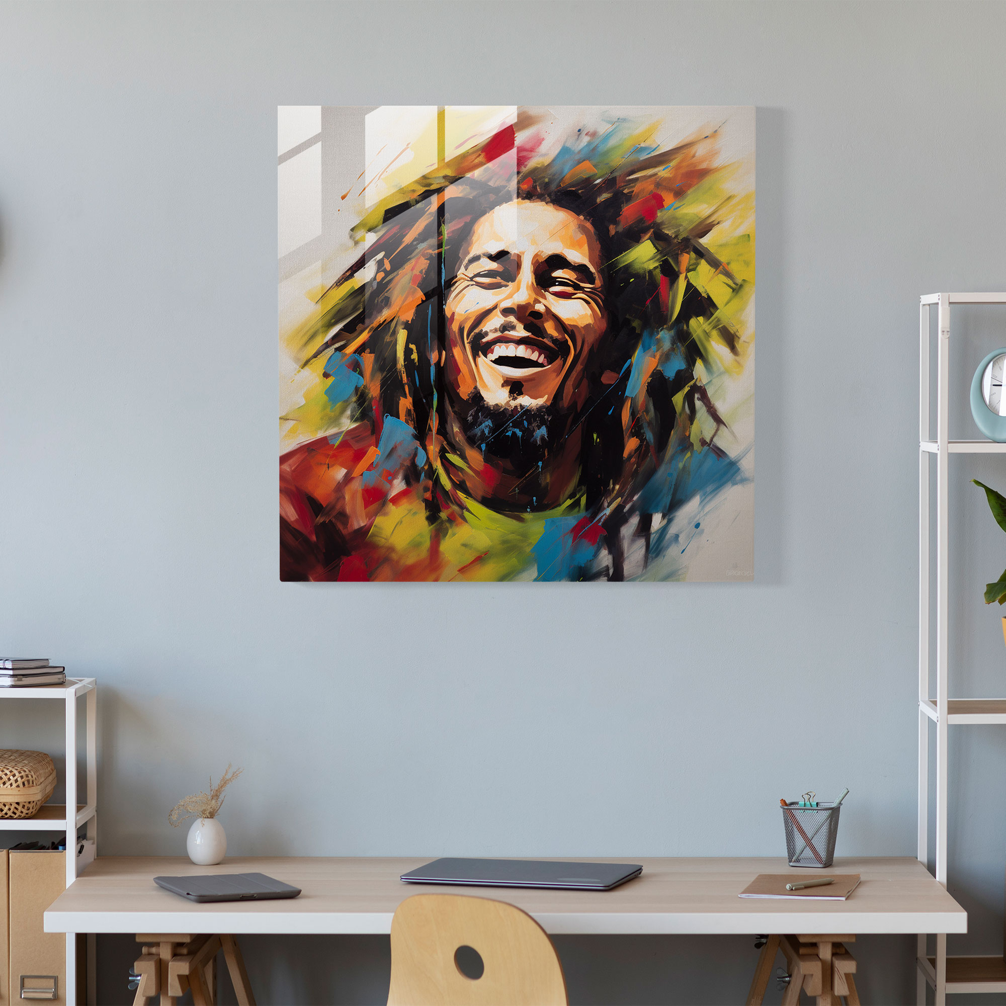 Bob Marley Glasbild - Abstrakte Expressionistische Kunst - Bob Marley Dekoration für Zuhause Wanddekoration