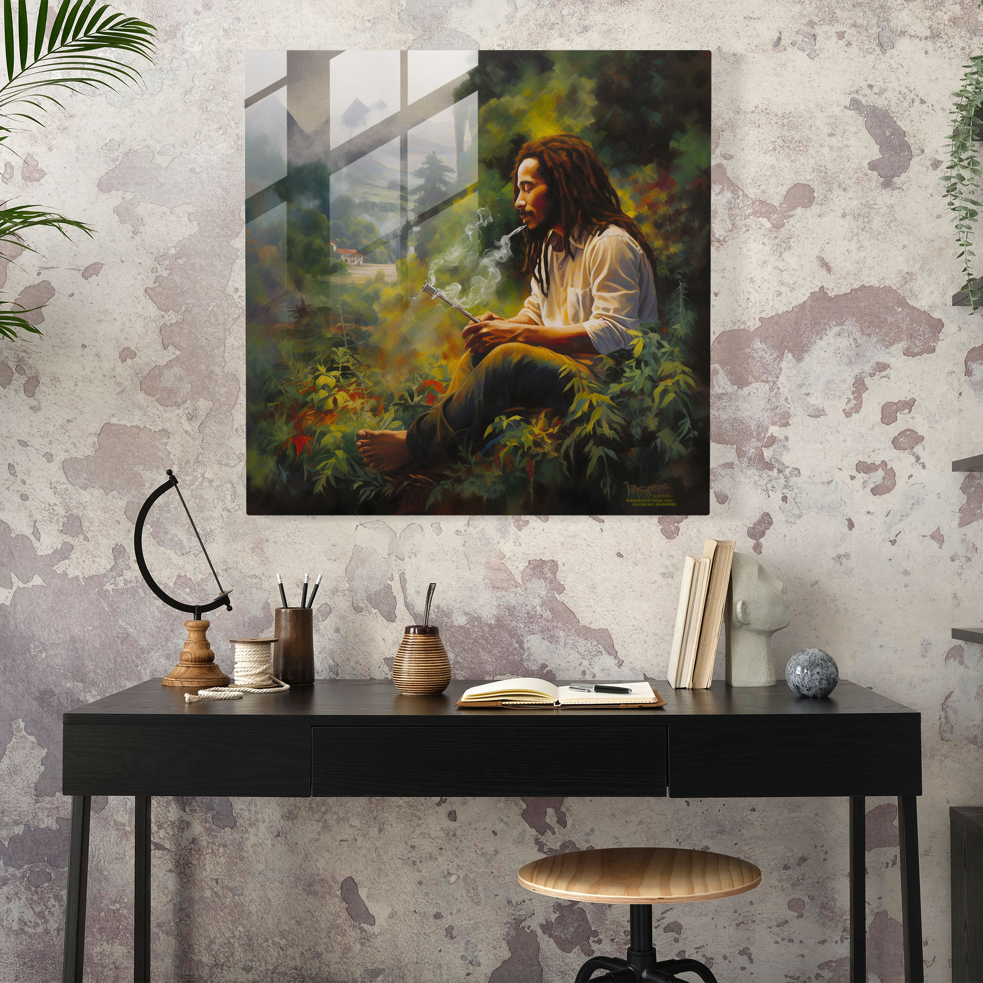 Bob Marley Glasbild - Bob Marley Raumdekoration Wanddekoration Glas-Kunst
