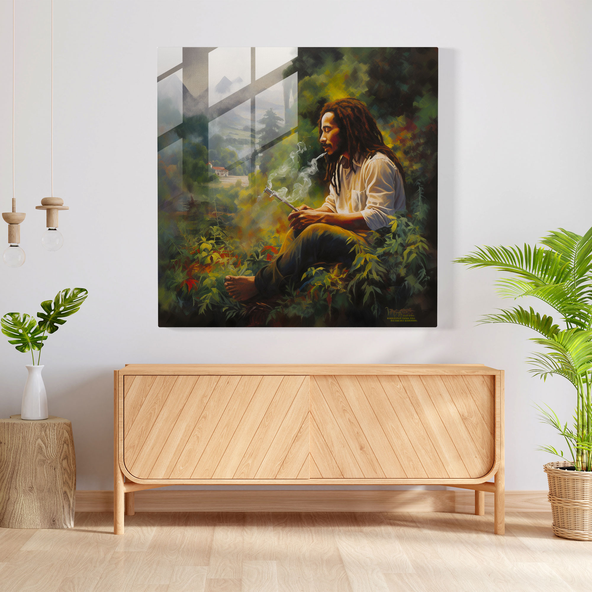 Bob Marley Glasbild - Bob Marley Raumdekoration Wanddekoration Glas-Kunst