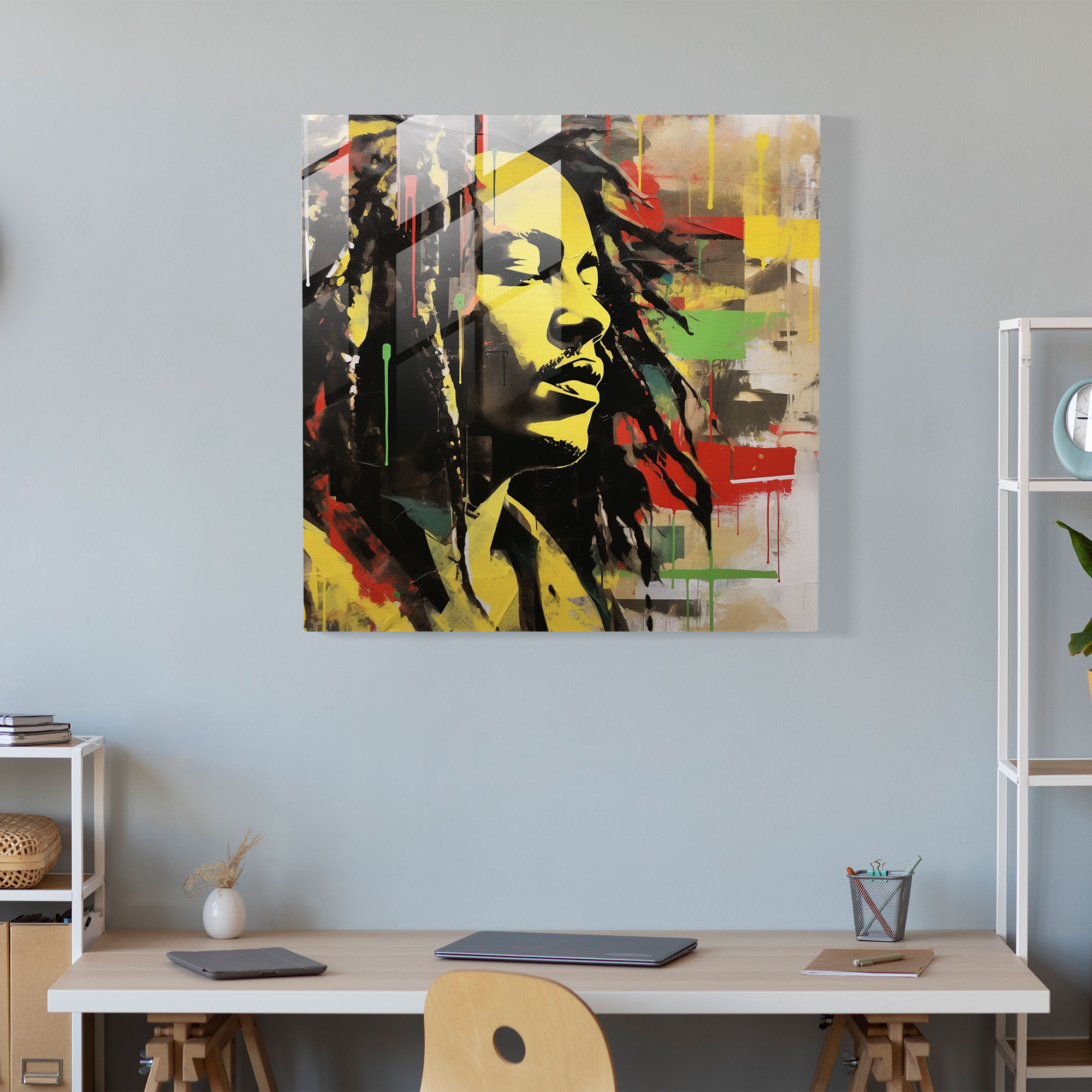 Bob Marley Glass Print - Bob Marley, Wall Decoration, Modern Art, Glass Art