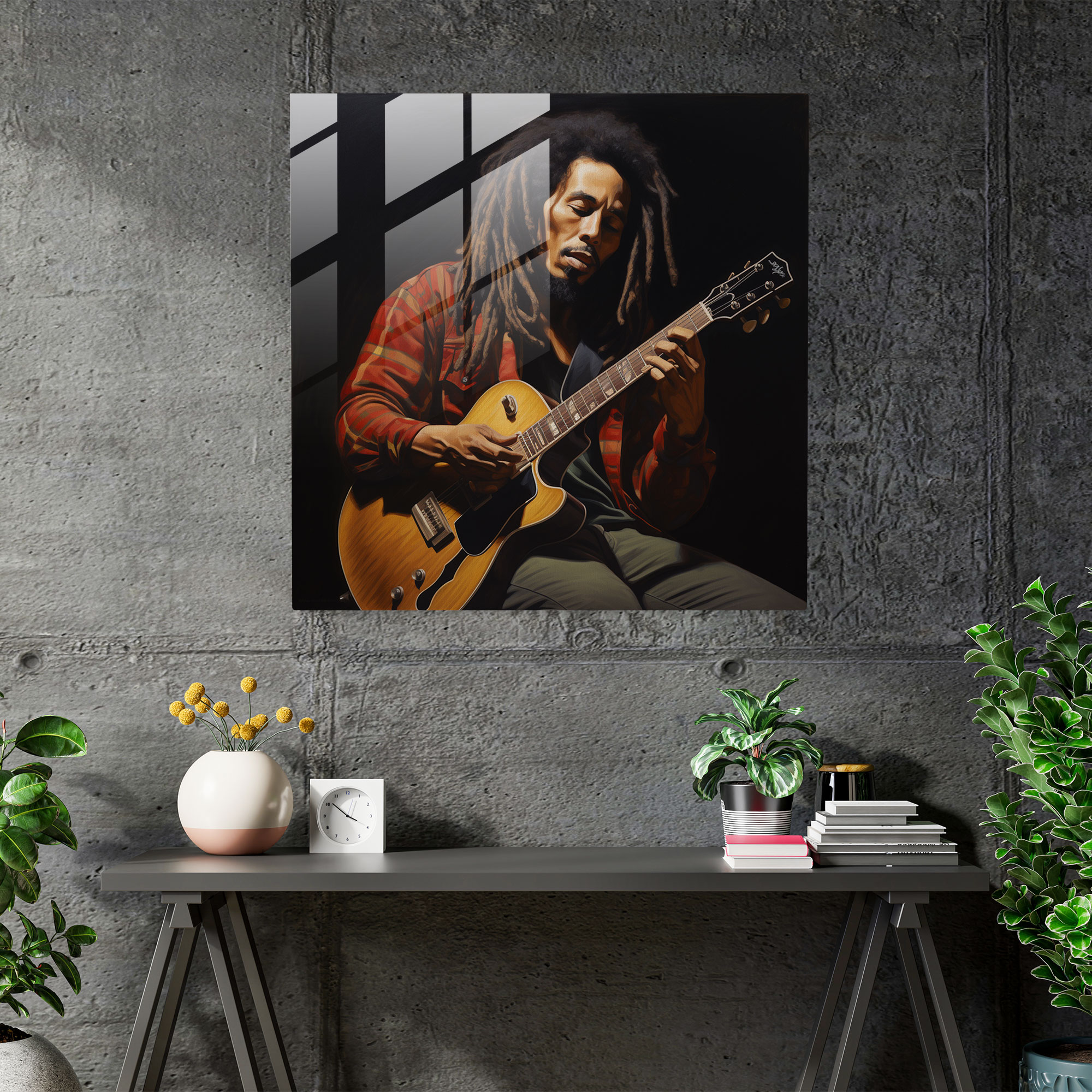 Bob Marley Cam Tablo - Bob Marley Modern Sanat Duvar Dekorasyonu