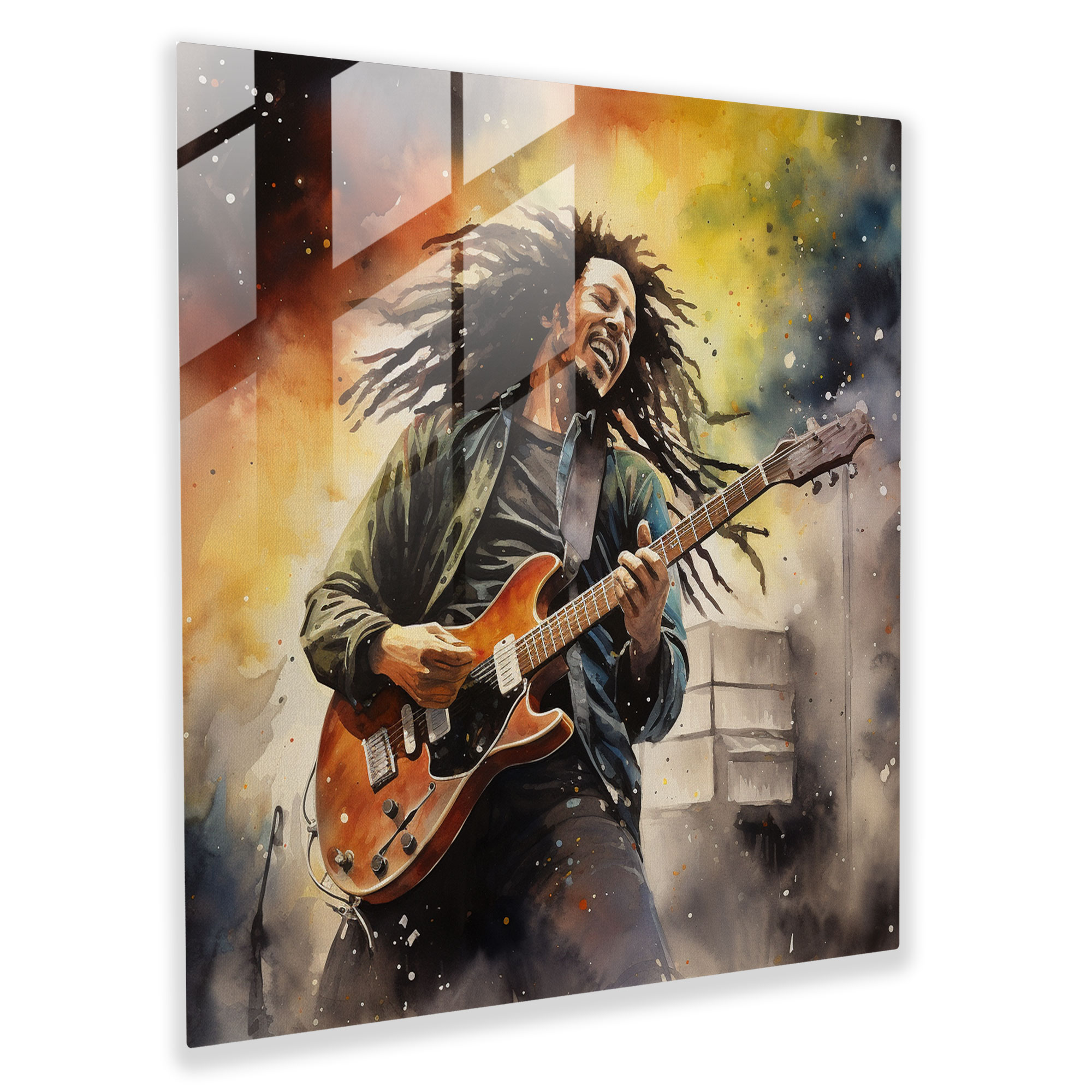 Bob Marley Glass Print - Watercolor Art - Bob Marley, Glass Wall Art, Home Decoration, Modern Art