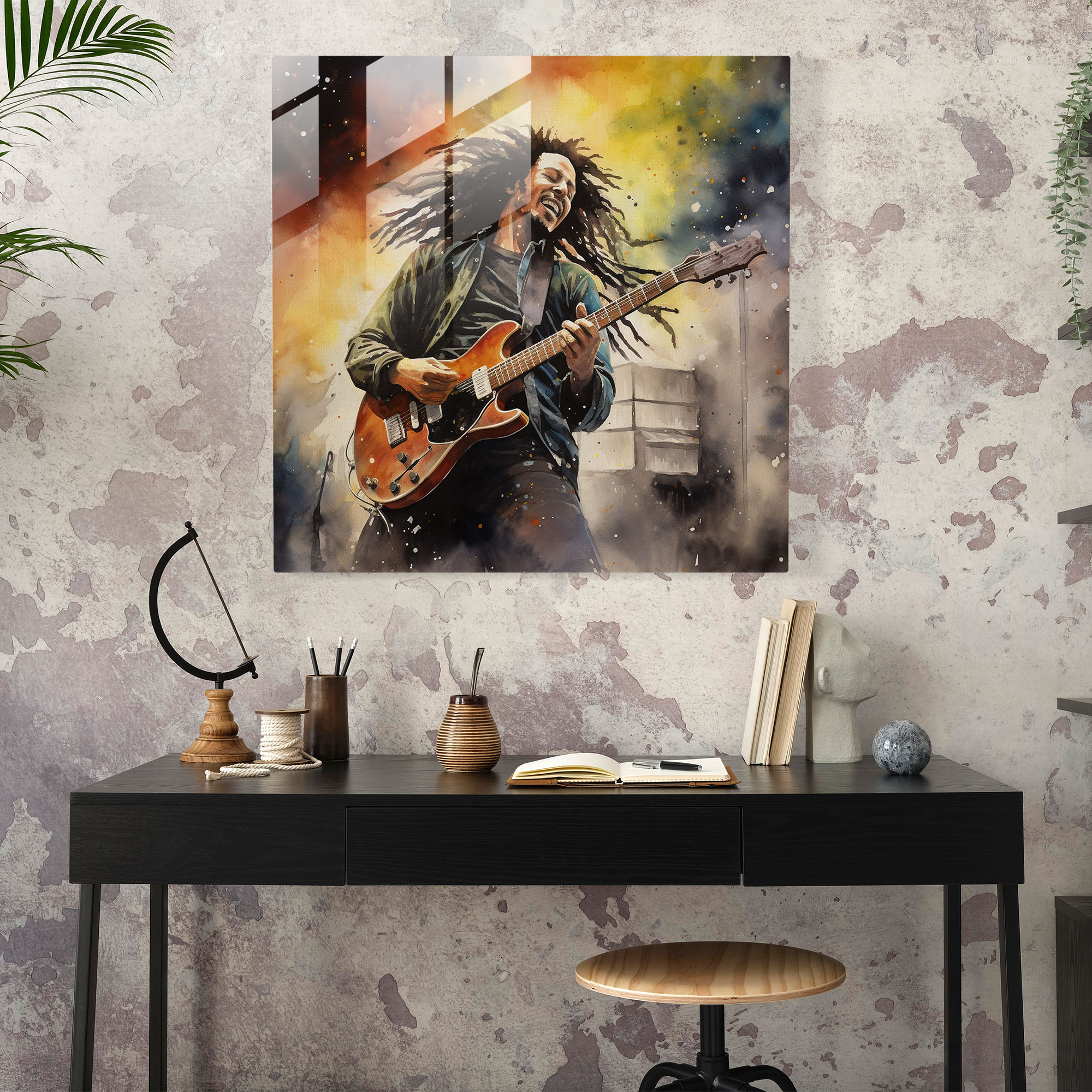 Bob Marley Glass Print - Watercolor Art - Bob Marley, Glass Wall Art, Home Decoration, Modern Art