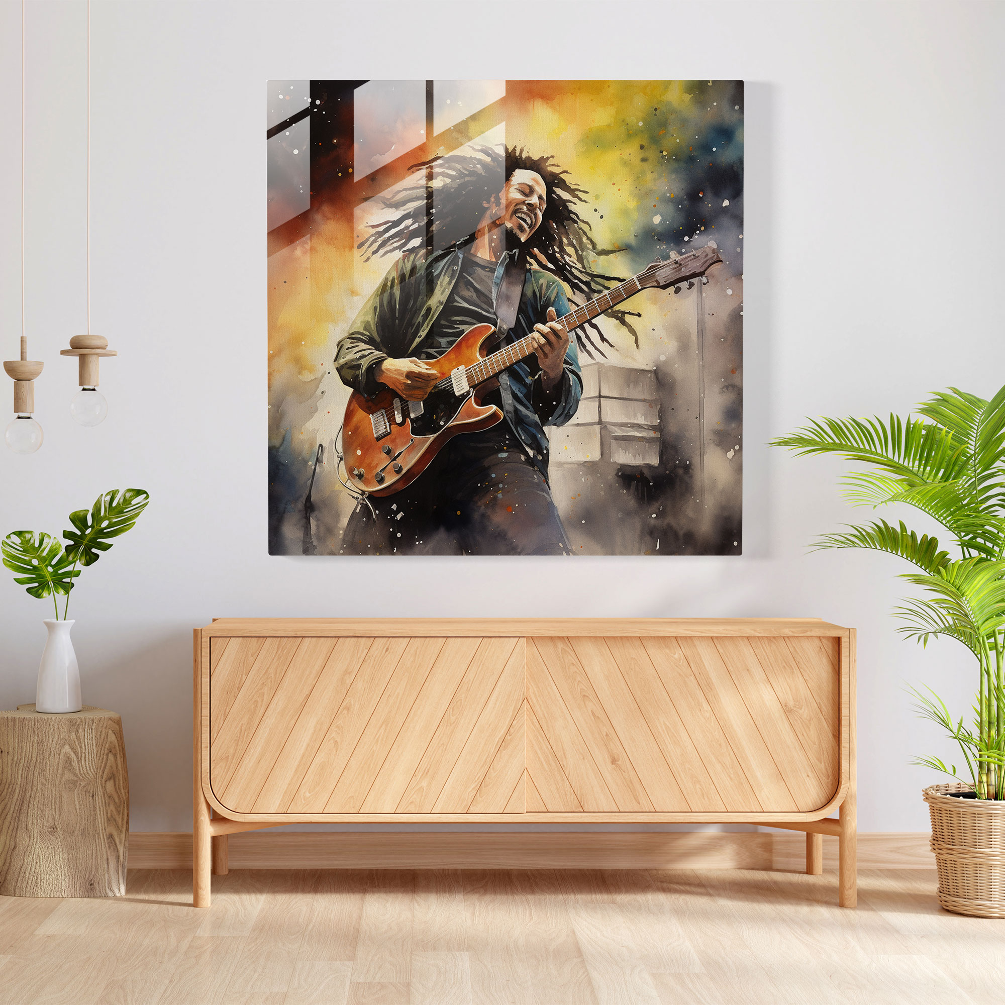 Bob Marley Glass Print - Watercolor Art - Bob Marley, Glass Wall Art, Home Decoration, Modern Art