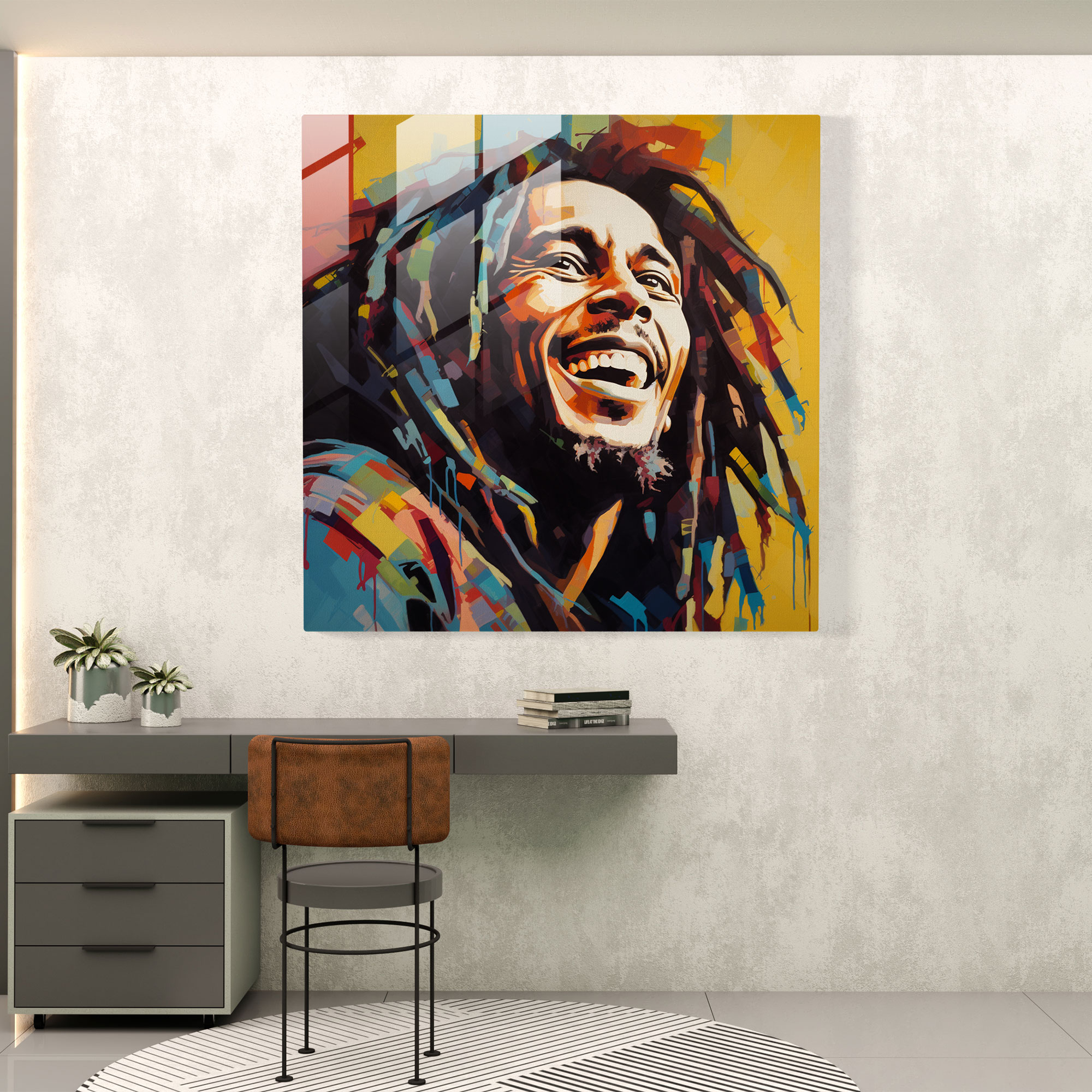 Bob Marley Glass Print - Pop Art - Bob Marley, Home Decoration, Glass Wall Art, Bob Marley