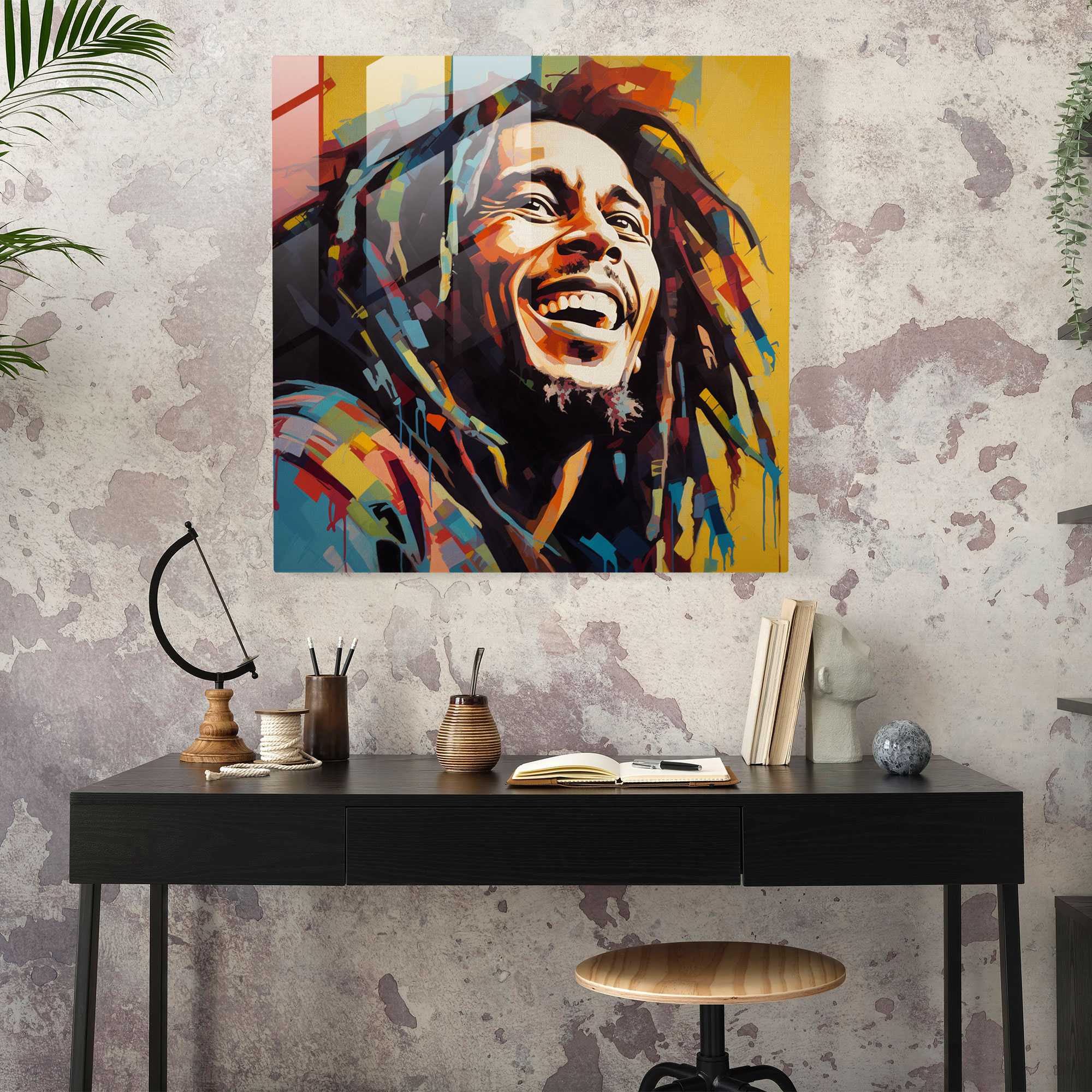 Bob Marley Glass Print - Pop Art - Bob Marley, Home Decoration, Glass Wall Art, Bob Marley