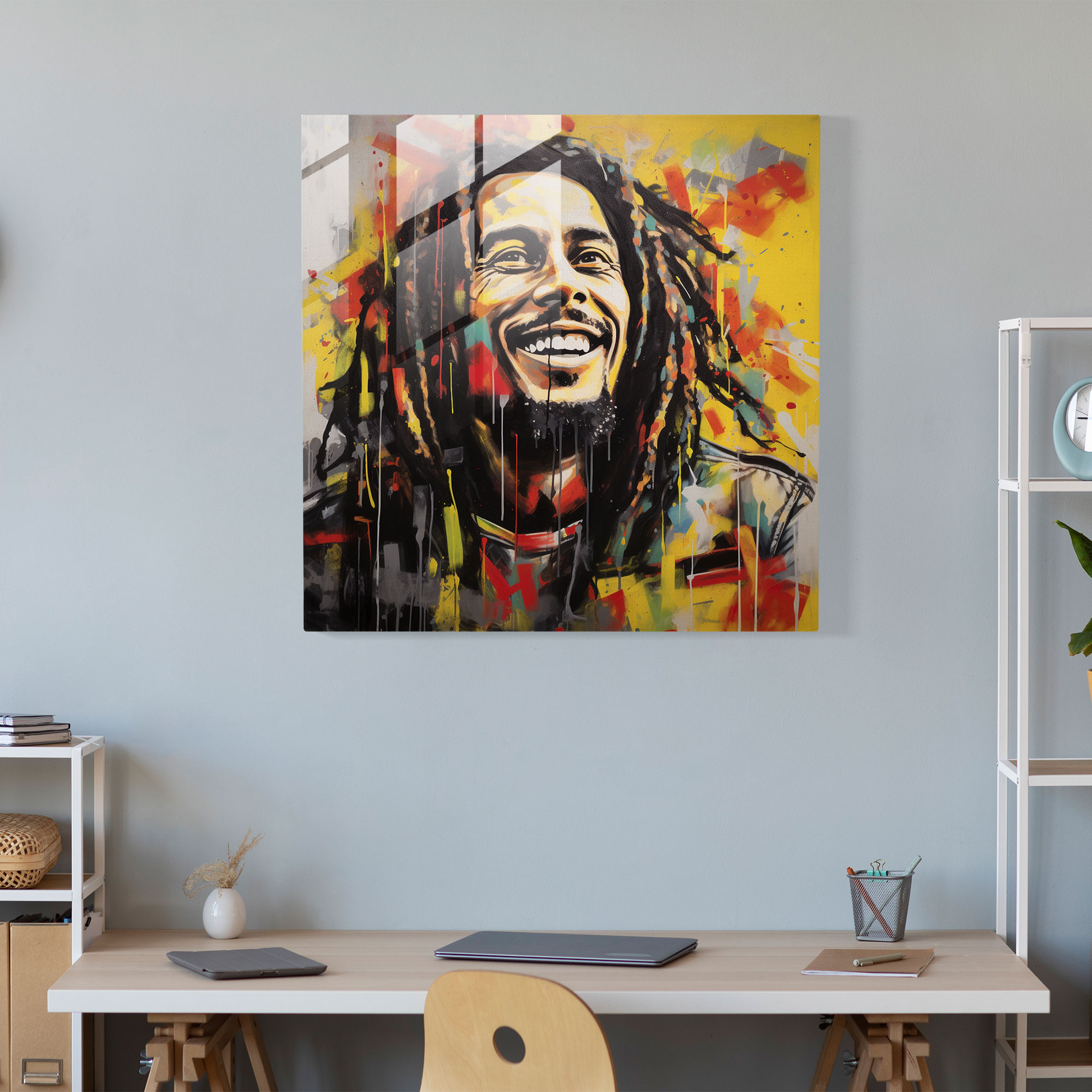 Bob Marley Glass Print - Urban Art - Bob Marley, Glass Print, Glass Wall Art, Glass Art