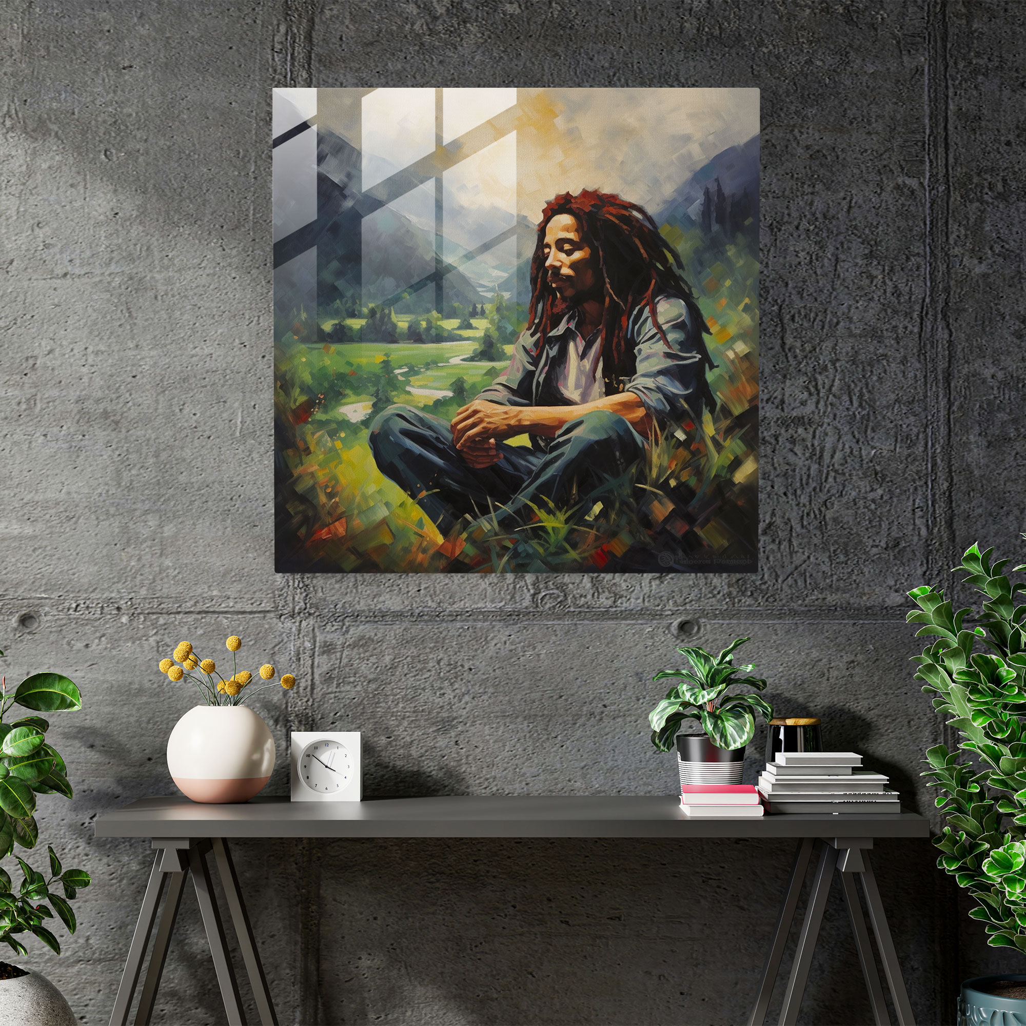 Bob Marley Glass Print - Impressionist Art - Bob Marley, Impressionist Art, Home Decoration, Glass Art