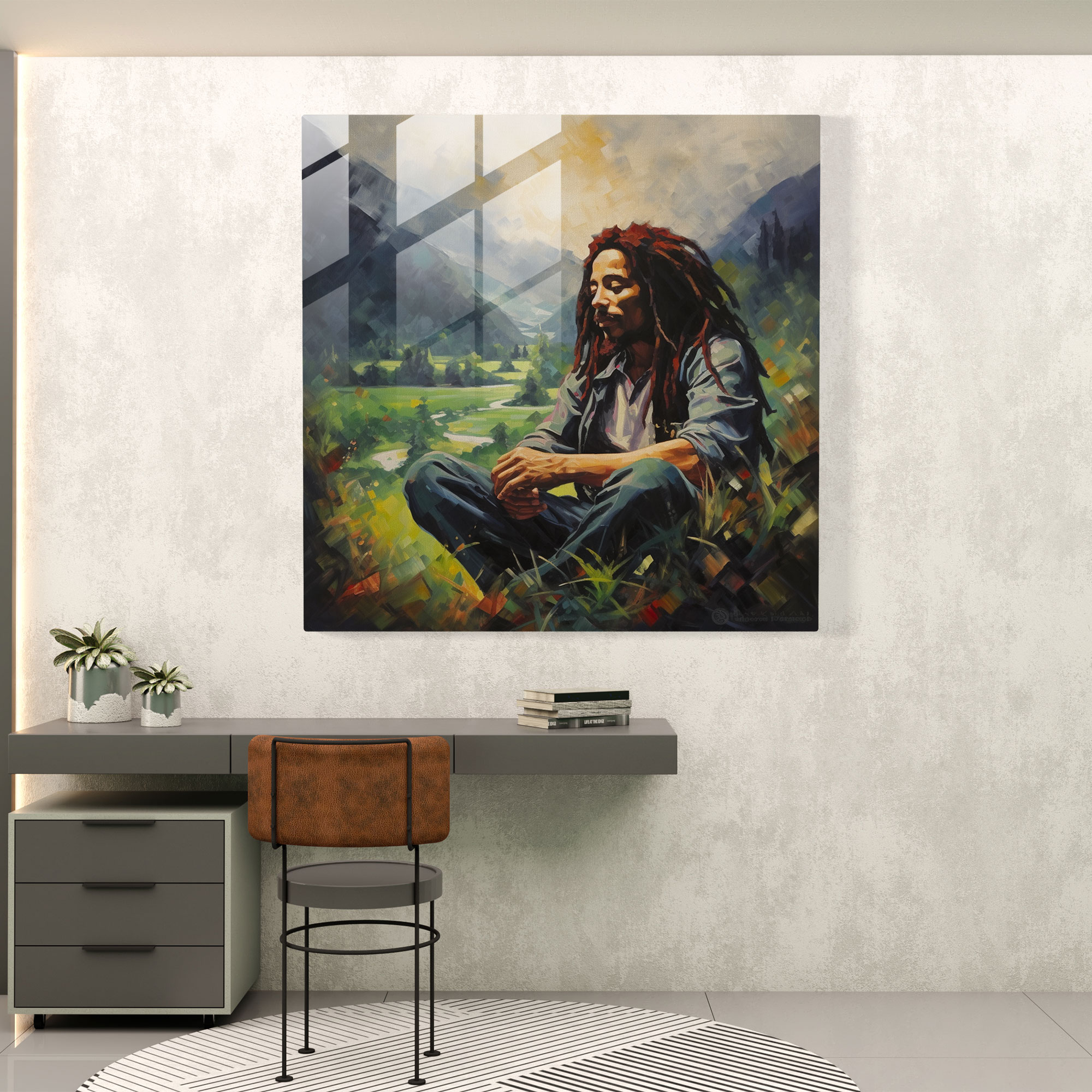 Bob Marley Glass Print - Impressionist Art - Bob Marley, Impressionist Art, Home Decoration, Glass Art