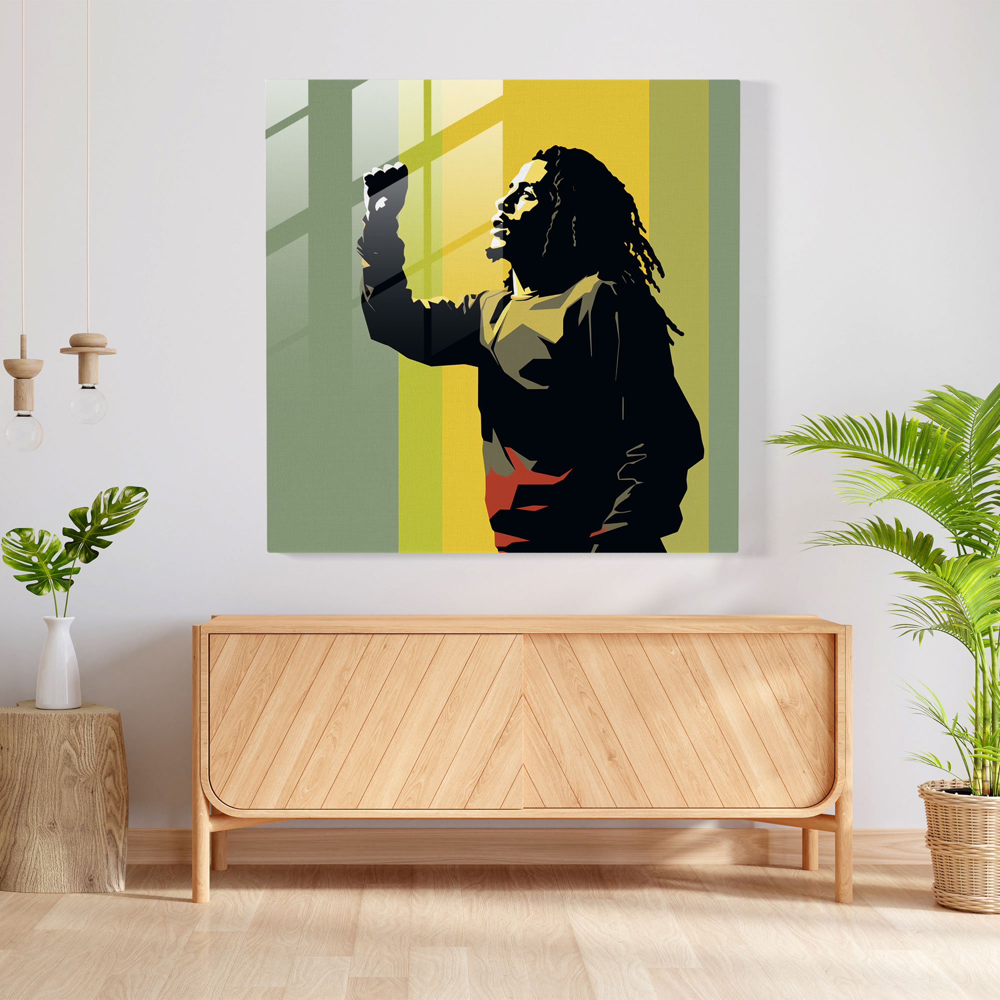 Bob Marley Glass Print - Bob Marley, Wall Decoration, Home Decoration, Minimalist