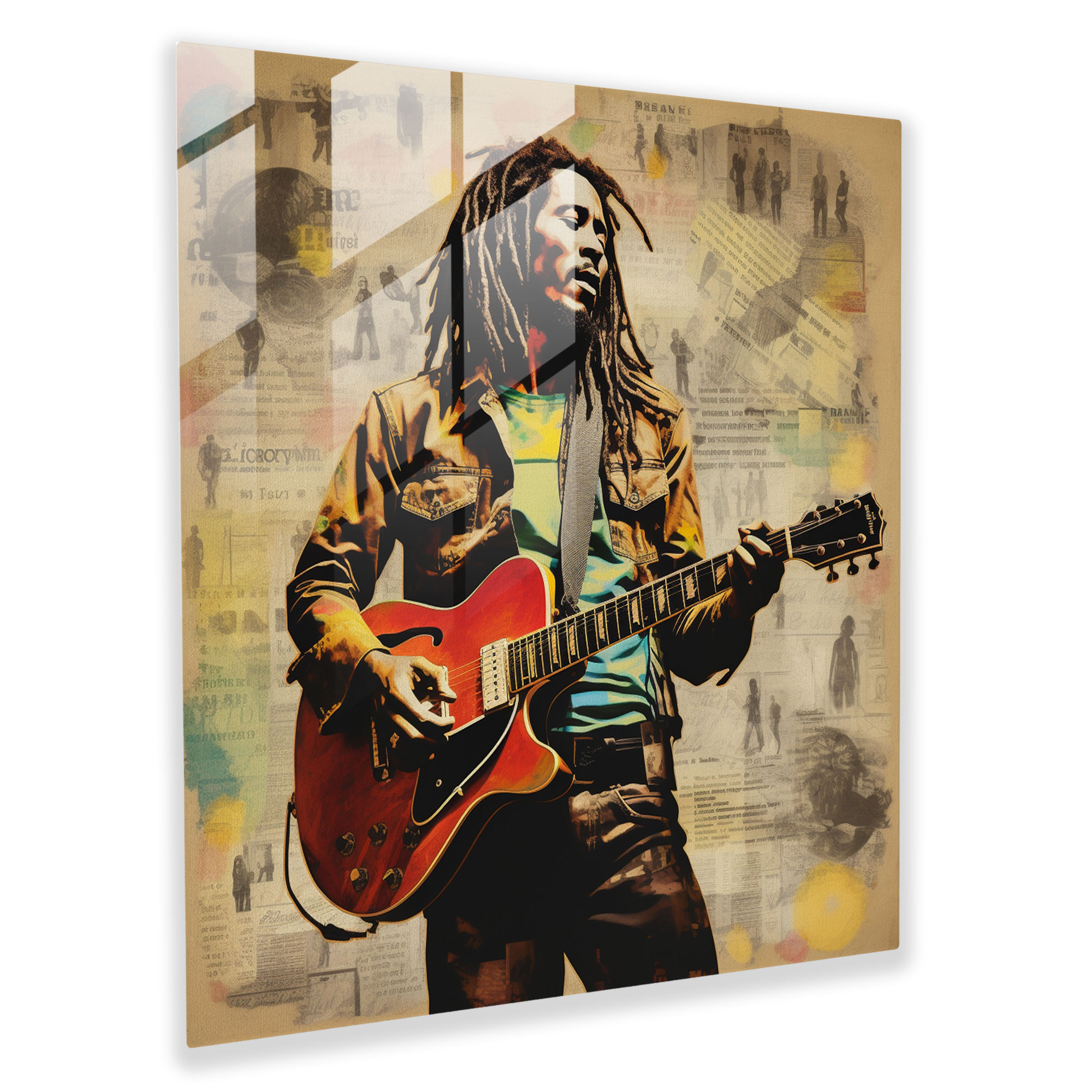 Bob Marley Glasbild - Musiker Collage-Stil