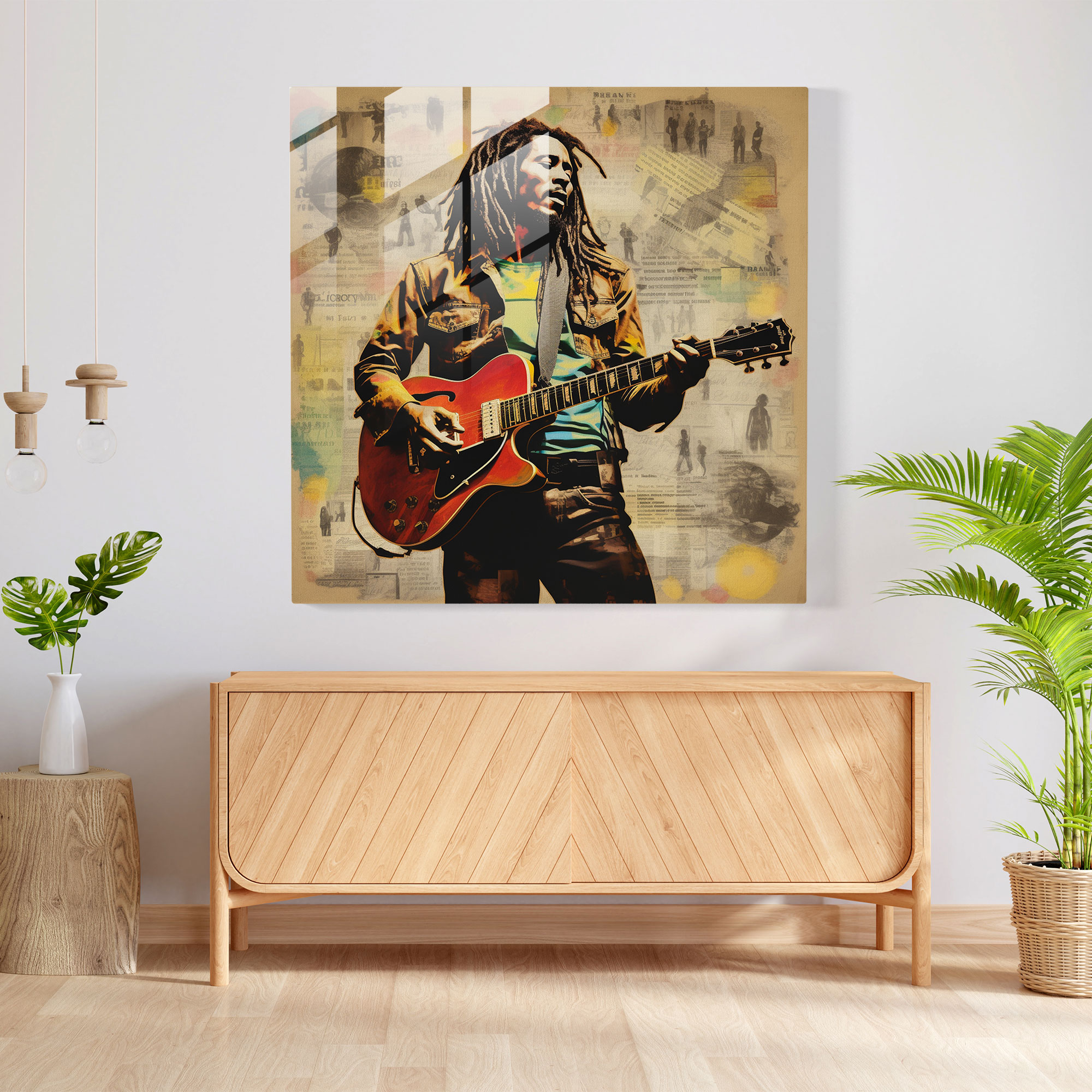 Bob Marley Glasbild - Musiker Collage-Stil