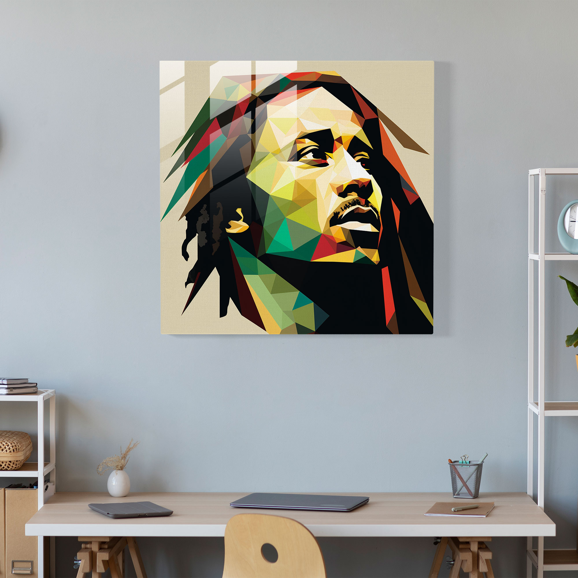 Bob Marley Glasbild - Bob Marley Grafikdesign Moderne Kunst Glaskunst