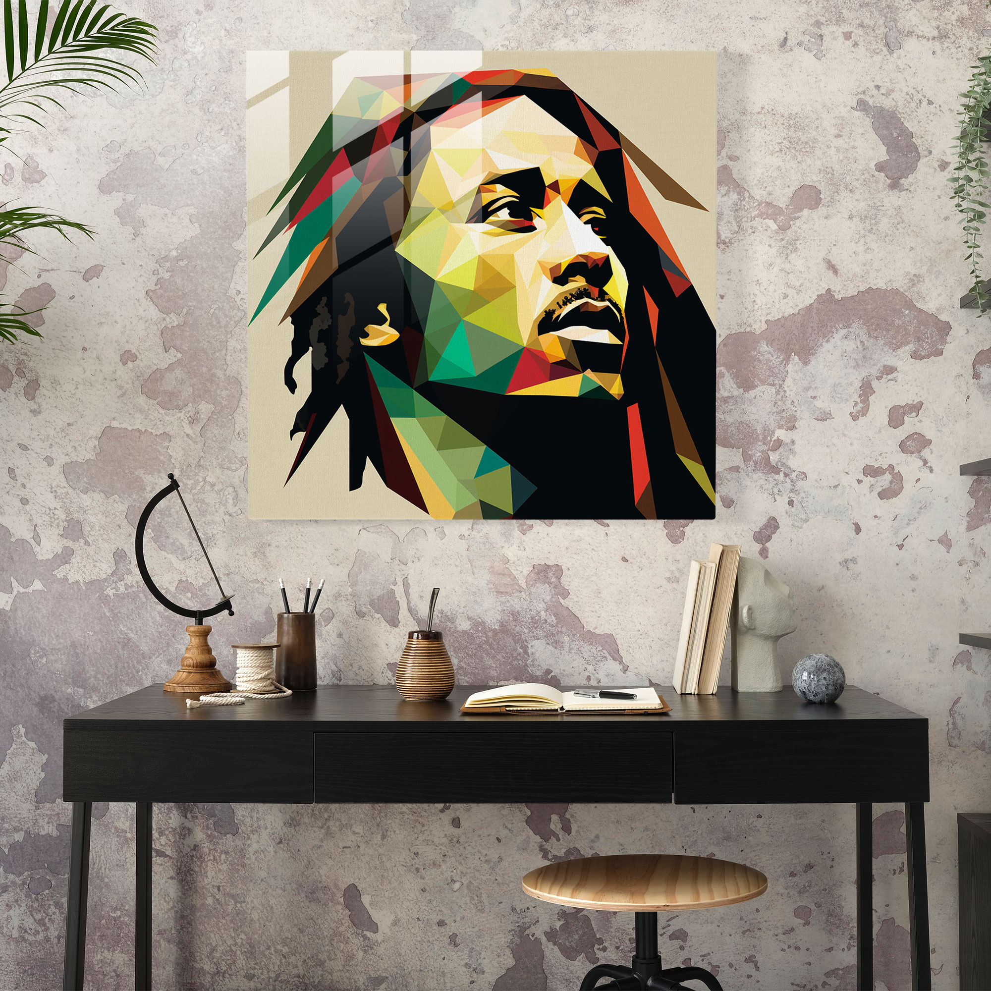 Bob Marley Glasbild - Bob Marley Grafikdesign Moderne Kunst Glaskunst