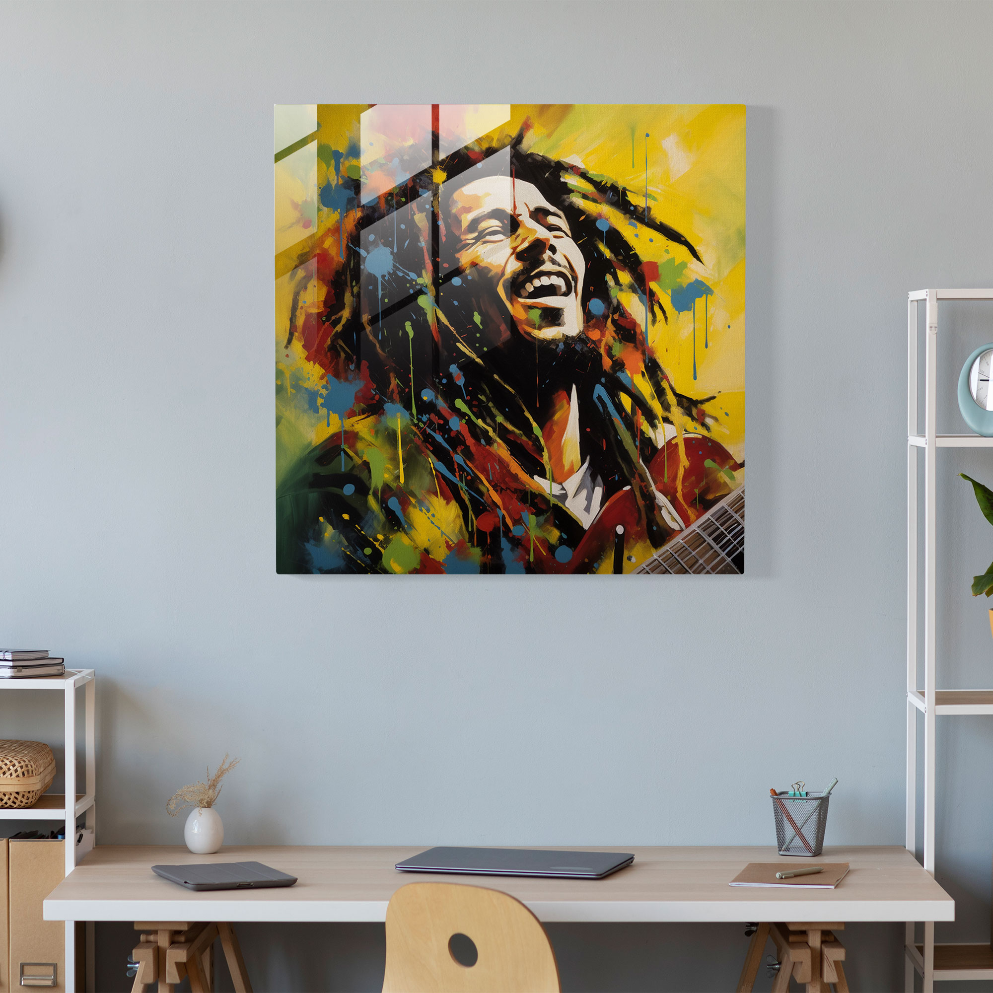 Bob Marley Glass Print - Colorful Abstract Wall Art - Bob Marley, Bob Marley, Home Decoration, Modern Art