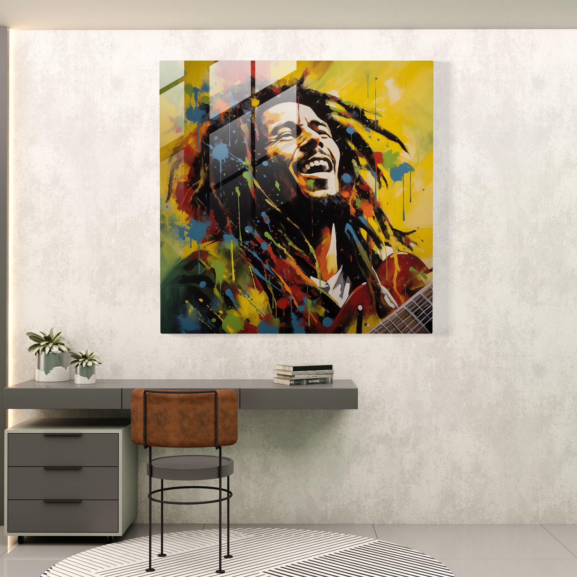 Bob Marley Glass Print - Colorful Abstract Wall Art - Bob Marley, Bob Marley, Home Decoration, Modern Art